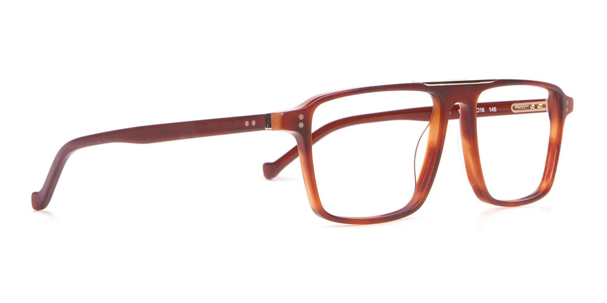 HACKETT HEB236 Wide Fit Rectangular Frame Brown Horn-2