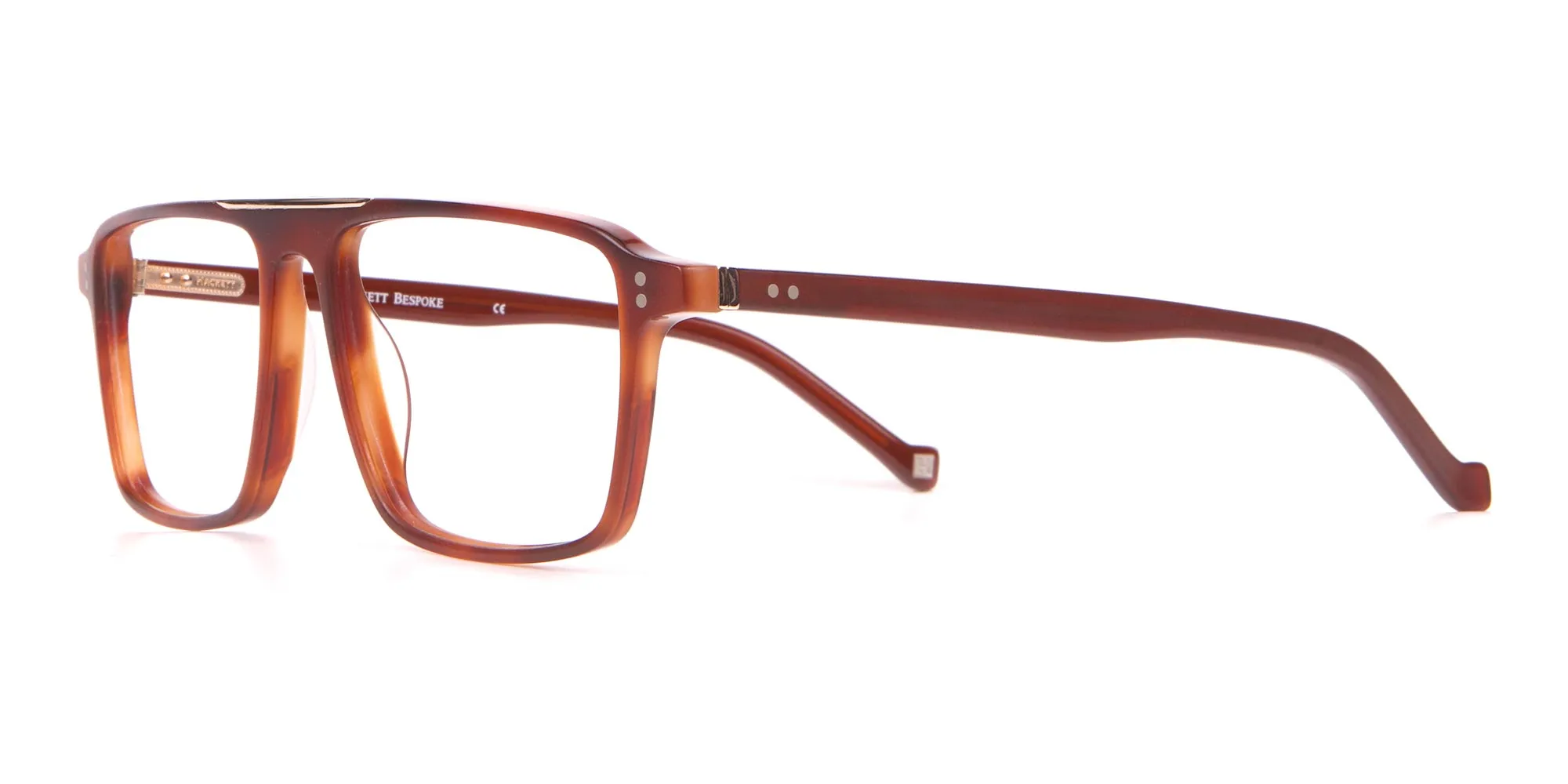 HACKETT HEB236 Wide Fit Rectangular Frame Brown Horn-2