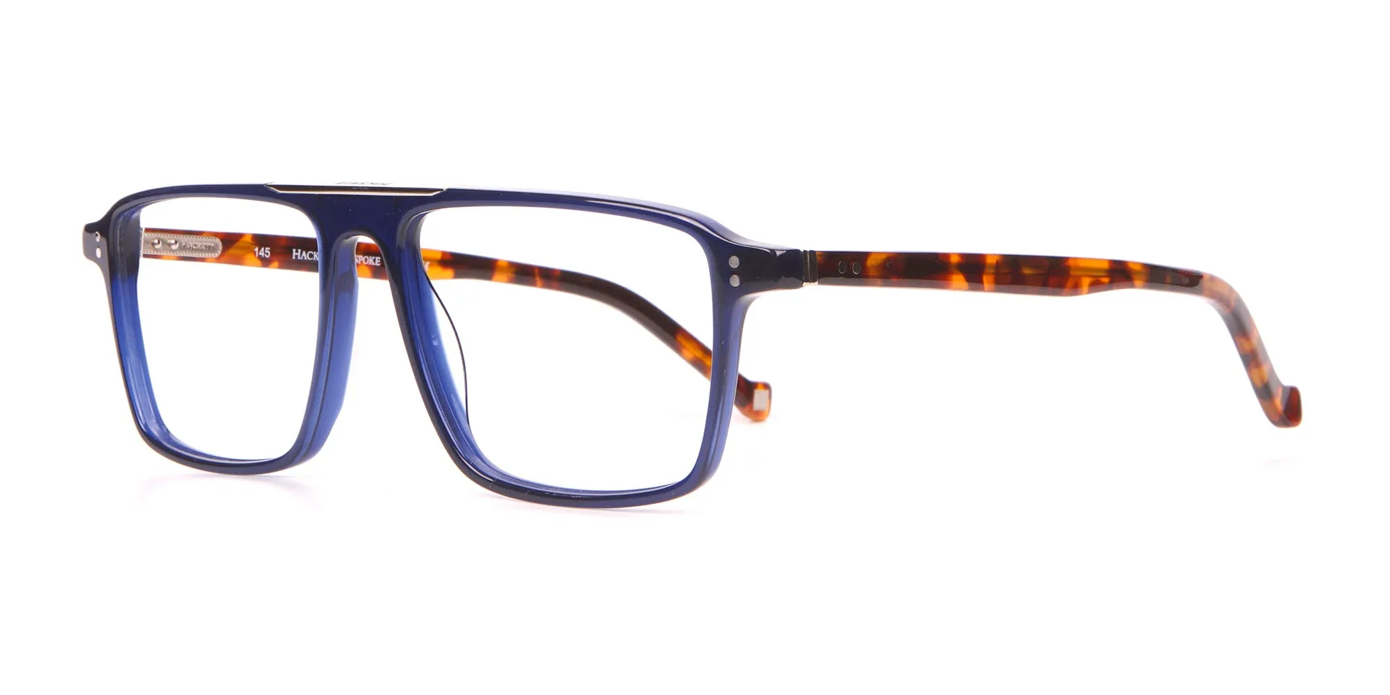 HACKETT HEB236 Unusual Rectangular Frame Navy & Tortoise-2