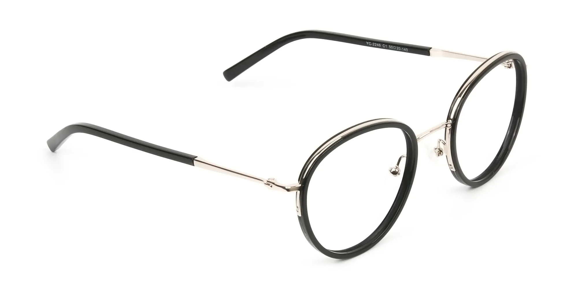 Retro Black & Silver Circular Glasses - 2