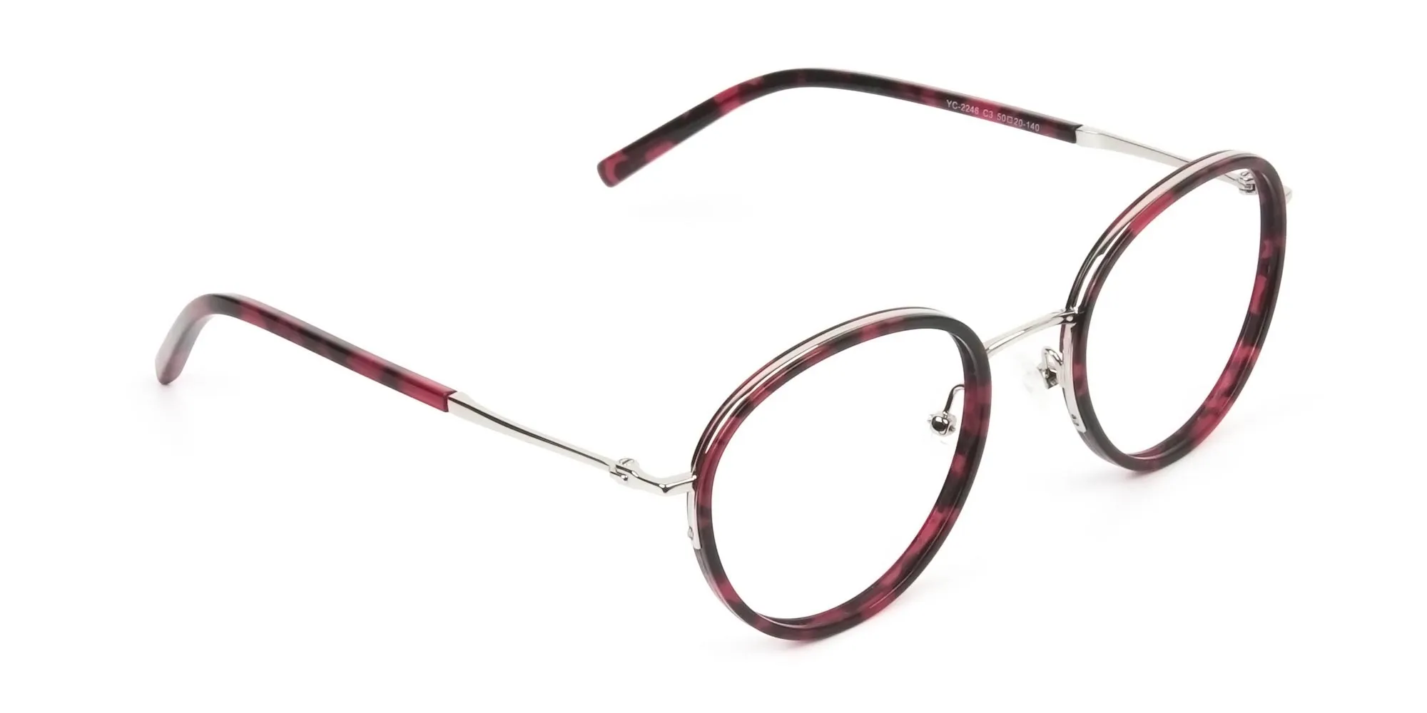 Retro Silver & Red Circular Glasses - 2