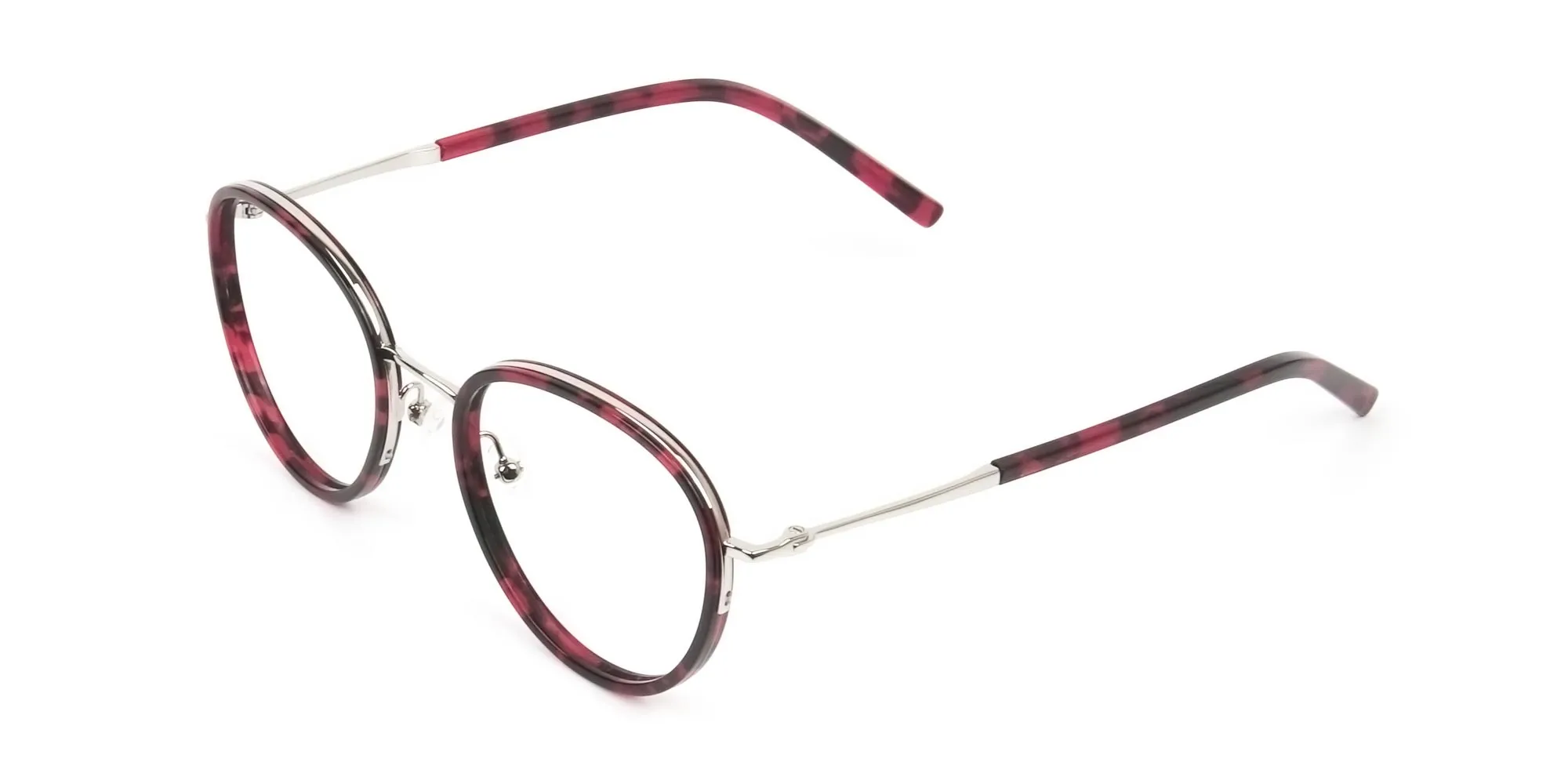 Retro Silver & Red Circular Glasses - 2