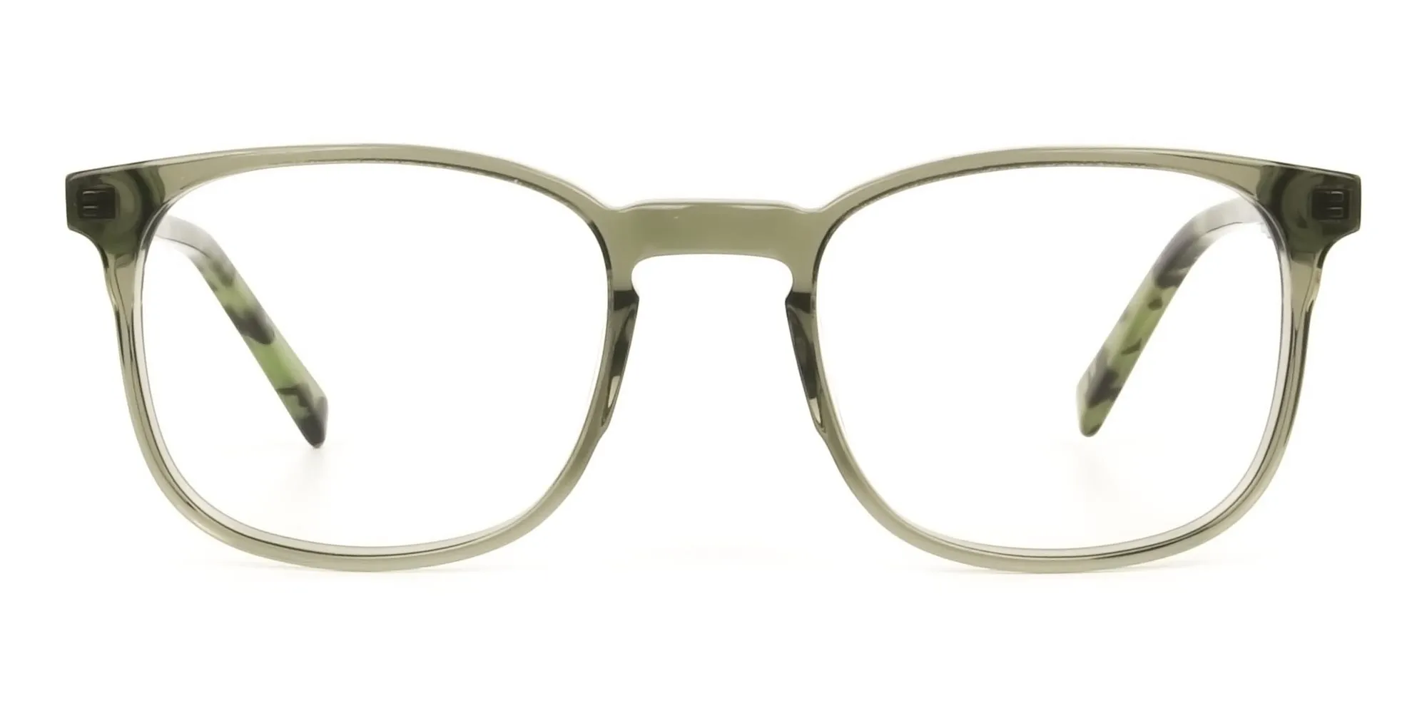 Translucent Camouflage & Olive Green Square Glasses - 2