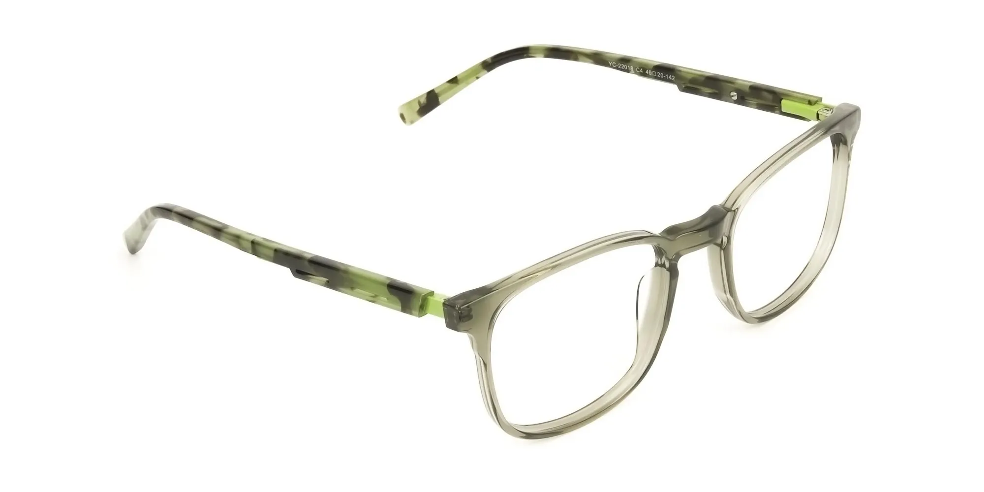 Translucent Camouflage & Olive Green Square Glasses - 2