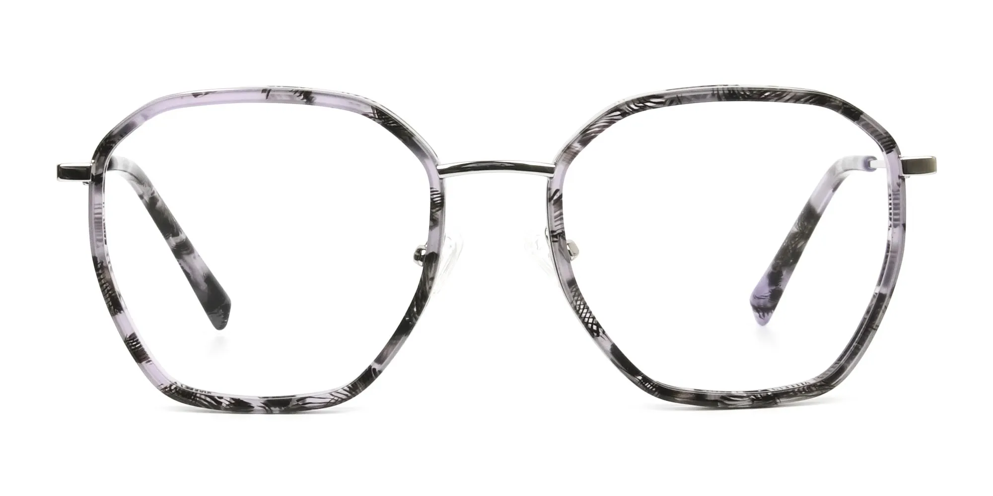 Octagon Glasses in Grey Lilac Tortoise with Silver Temple - 2