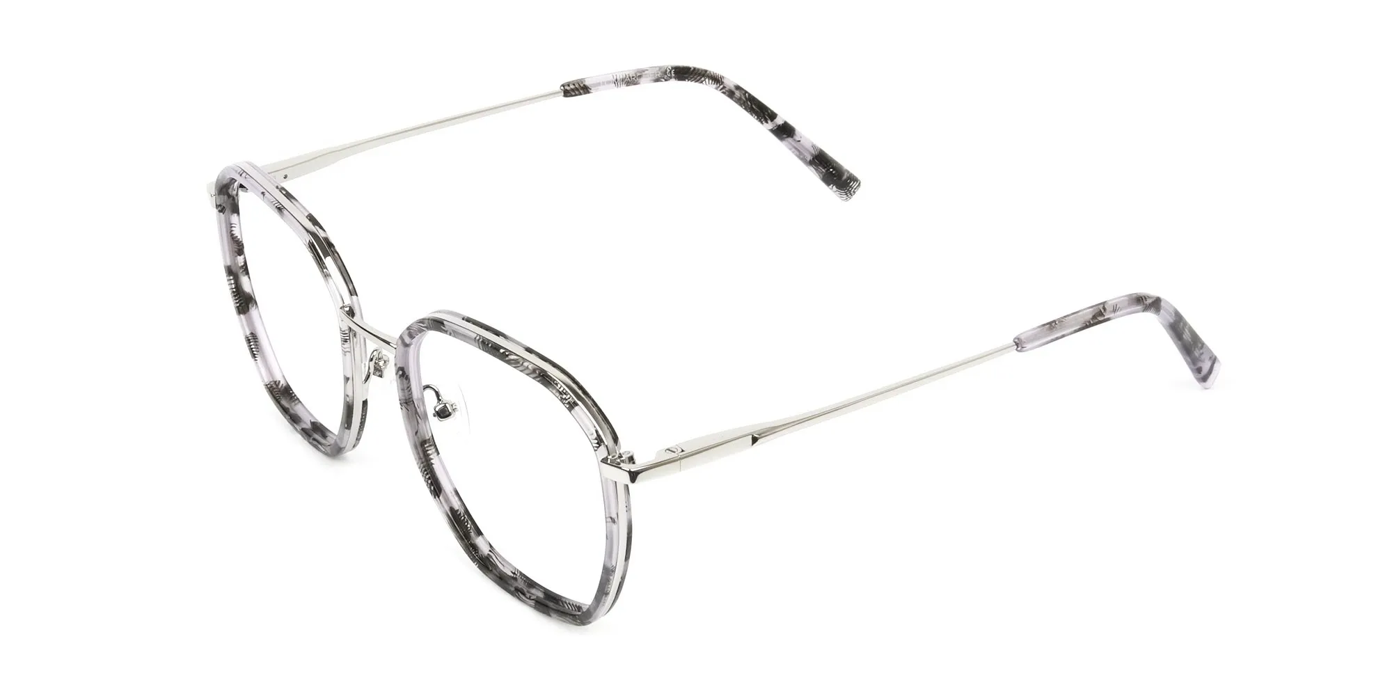 Octagon Glasses in Grey Lilac Tortoise with Silver Temple - 2