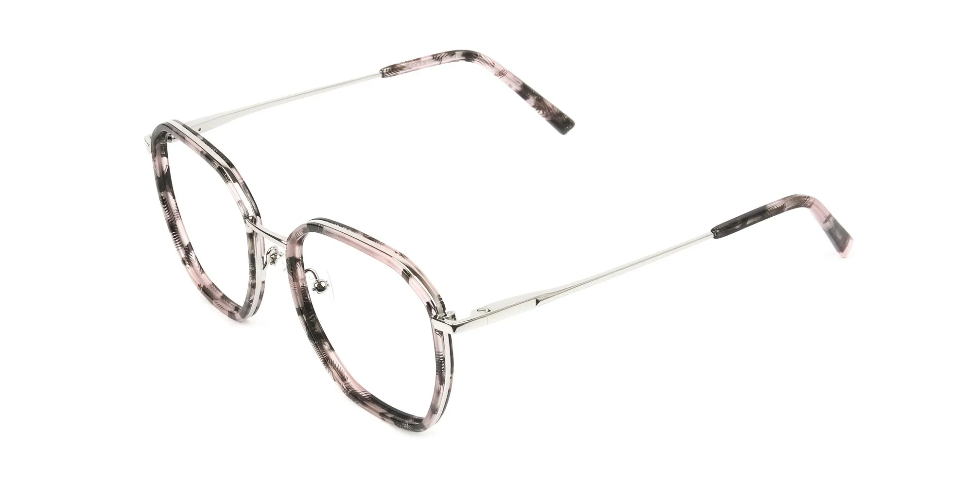 Geometric Octagon Nude Pink Tortoise Glasses - 2