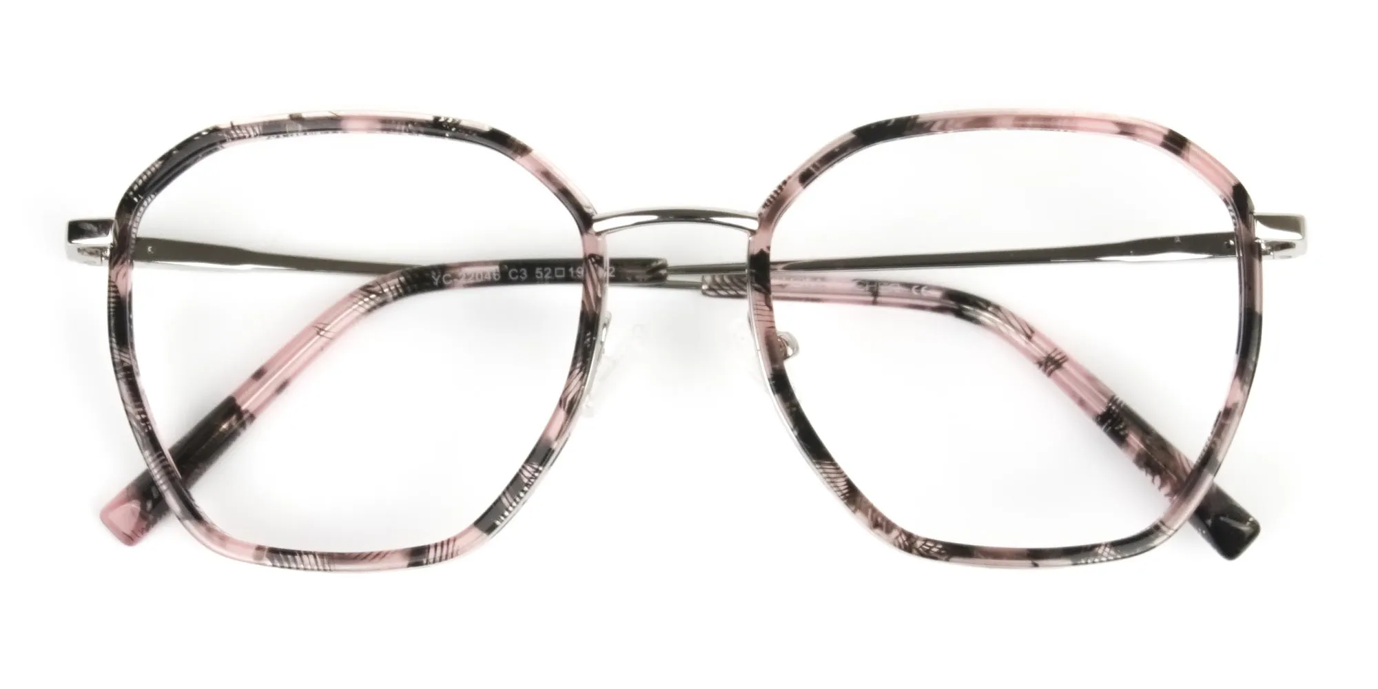 Geometric Octagon Nude Pink Tortoise Glasses - 2