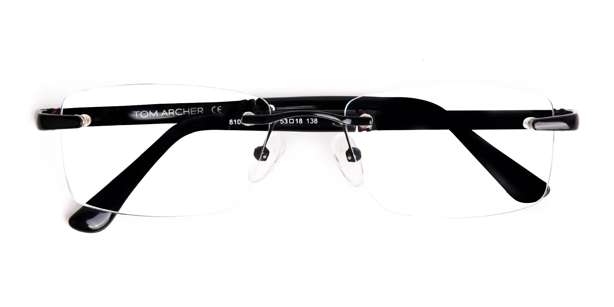 black rectangular rimless titan glasses frames-1