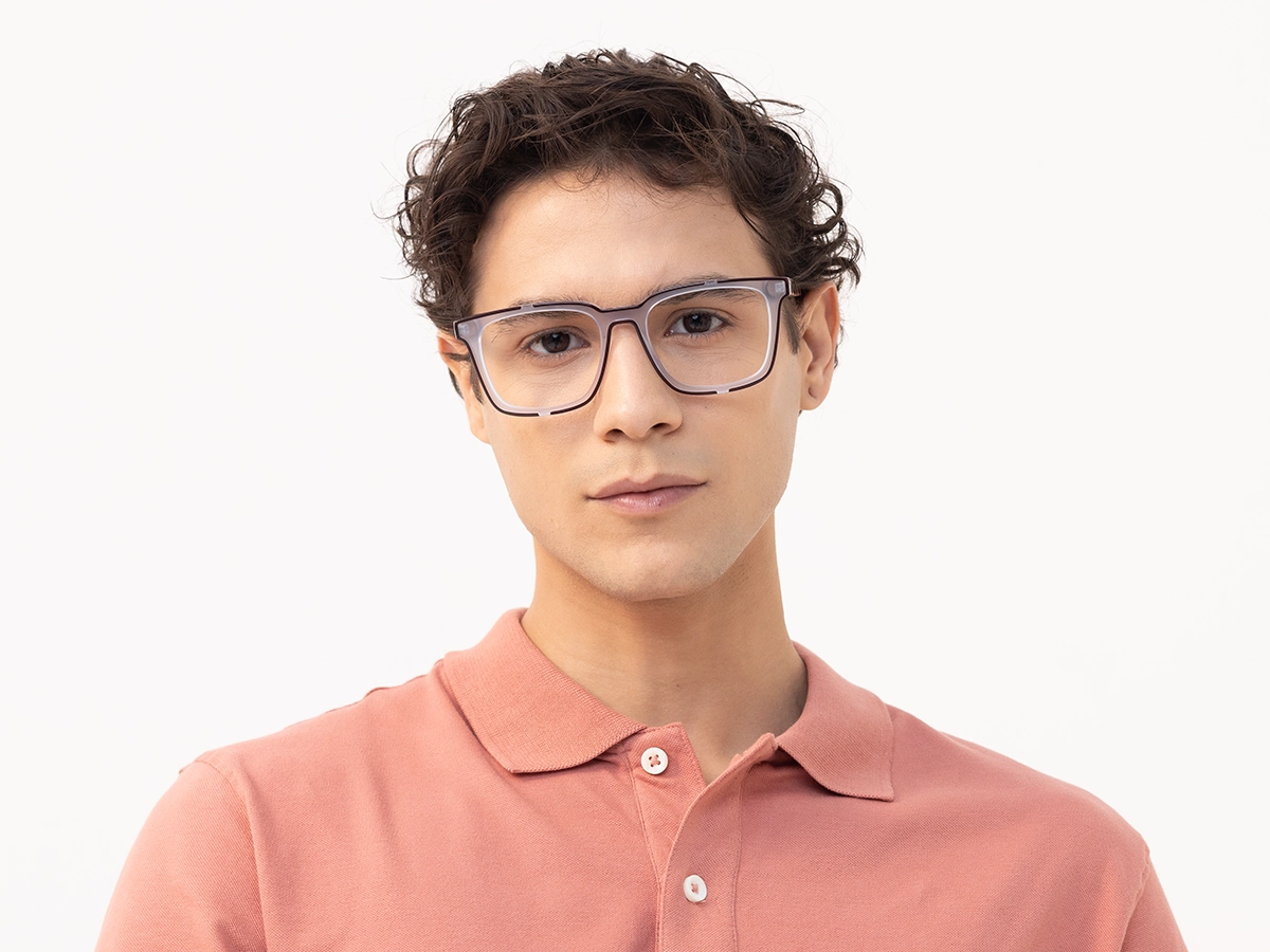 Grey And Brown Acetate Square Eyeglasses-1