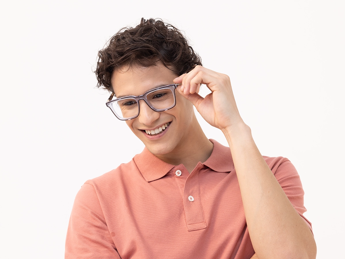 Grey And Brown Acetate Square Eyeglasses-1