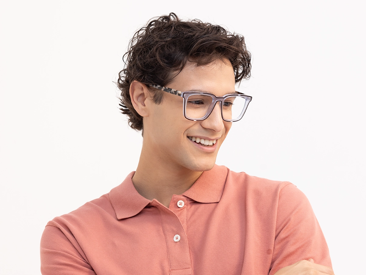 Grey And Brown Acetate Square Eyeglasses-1