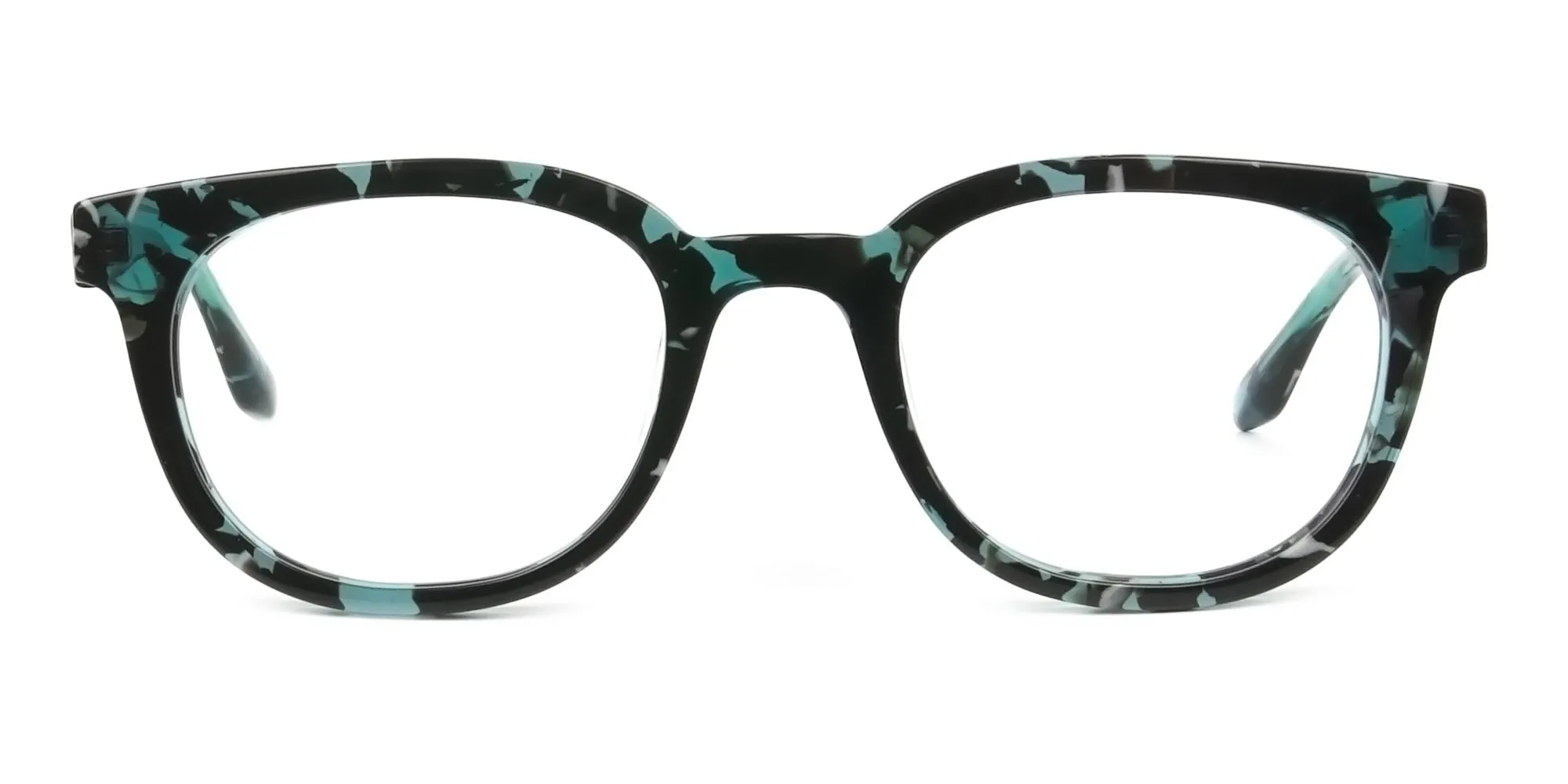 Hipster Tortoise Turquoise Green Wayfarer Frame Glasses - 2