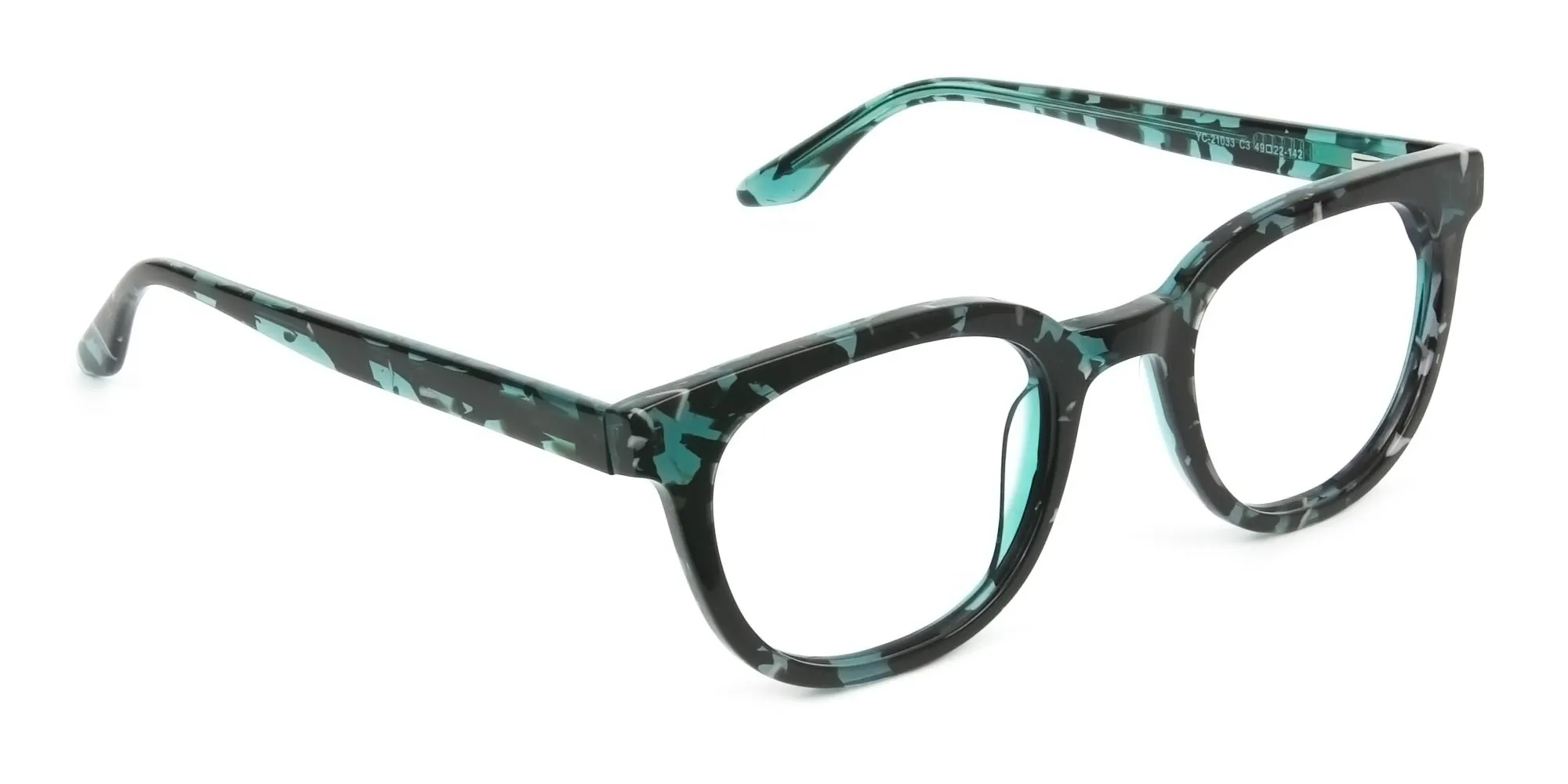 Hipster Tortoise Turquoise Green Wayfarer Frame Glasses - 2