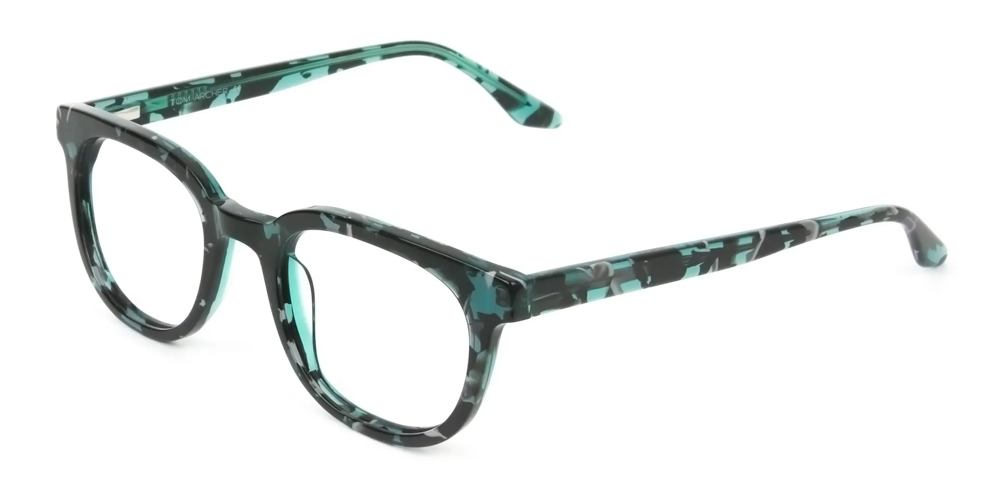 Hipster Tortoise Turquoise Green Square Frame Glasses - 2