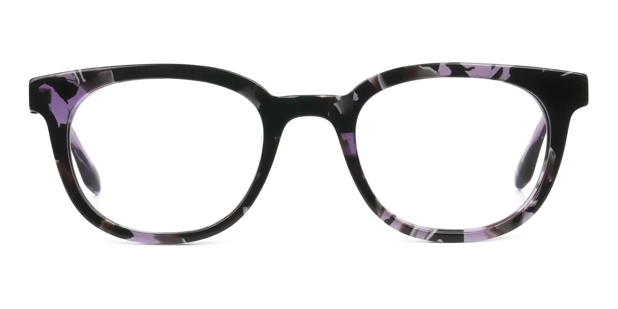 Hipster Thick Frame Tortoise Pastel Purple Glasses For Women - 2