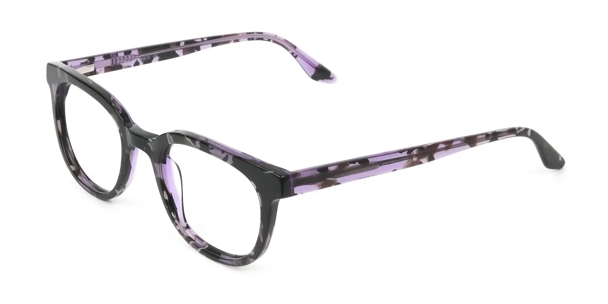 Hipster Thick Frame Tortoise Pastel Purple Glasses For Women - 2