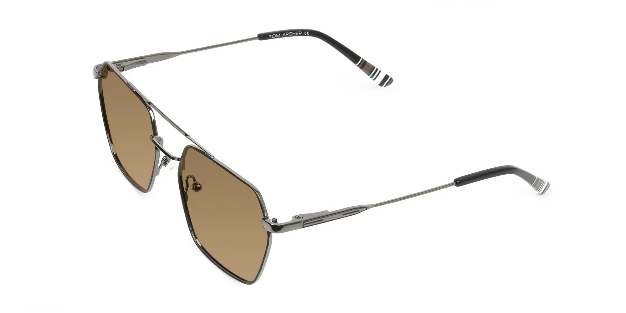 gunmetal-black-geometric-dark-brown-tinted-pilot-sunglasses-2