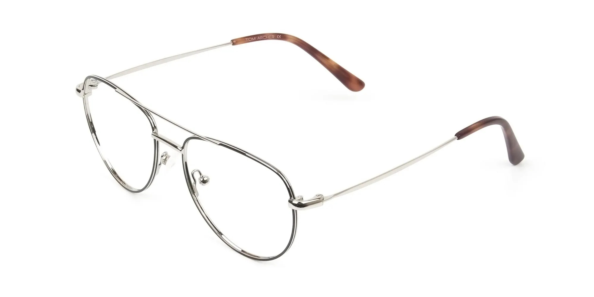 Black & Silver Pilot Glasses in Metal - 2