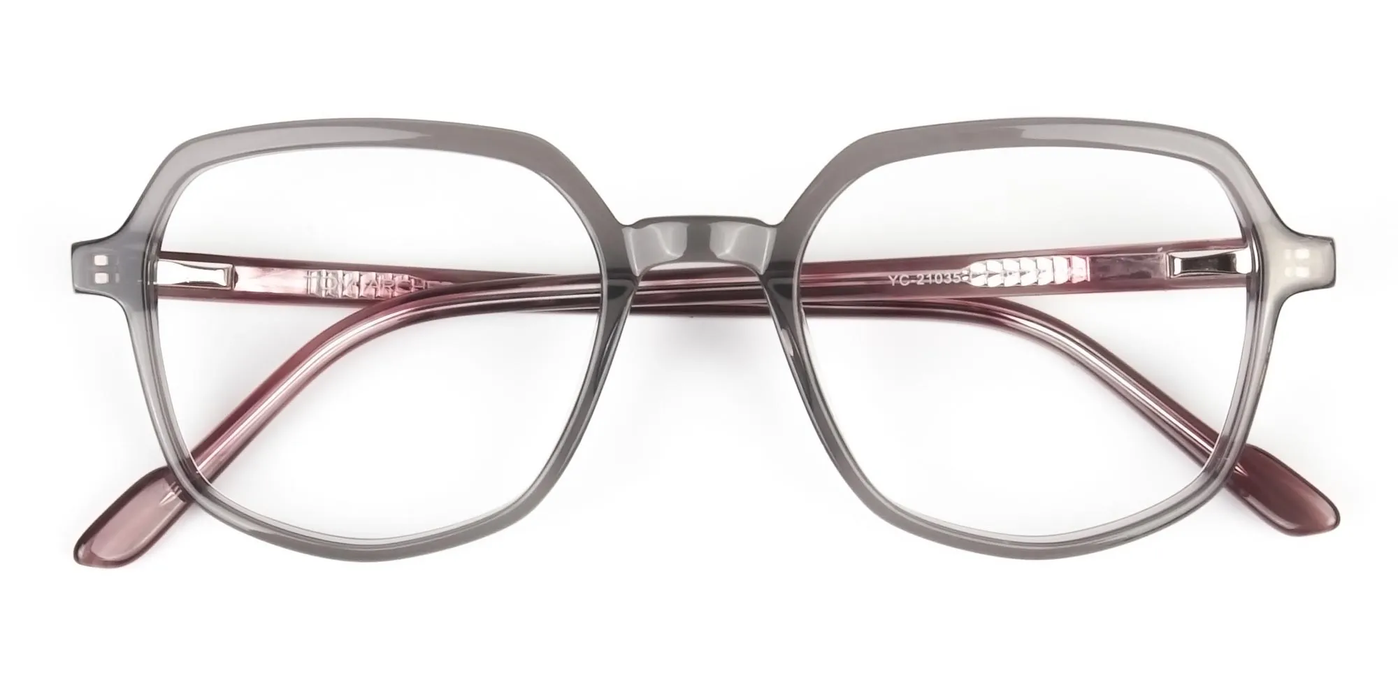 Geometric Heptagon Glasses in Grey Red - 2