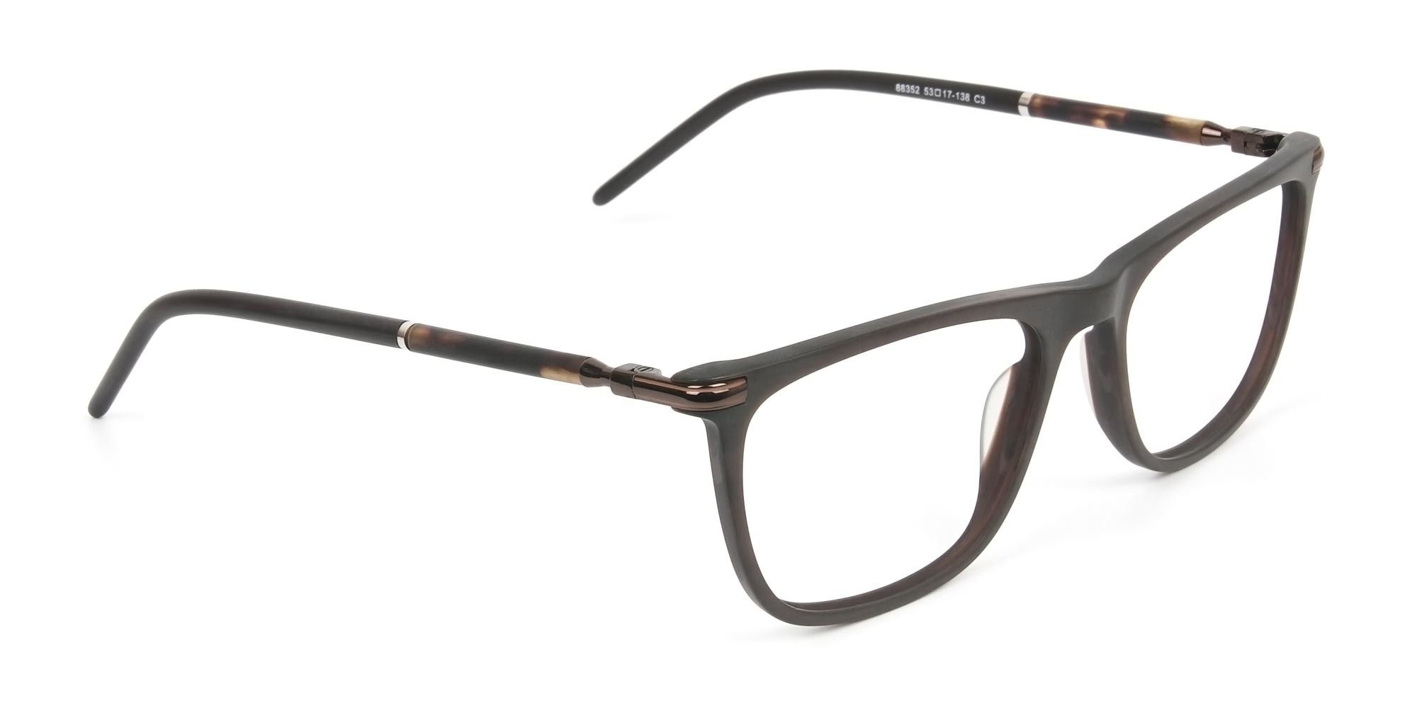 Matte Brown Rectangle Spectacles in Acetate - 1