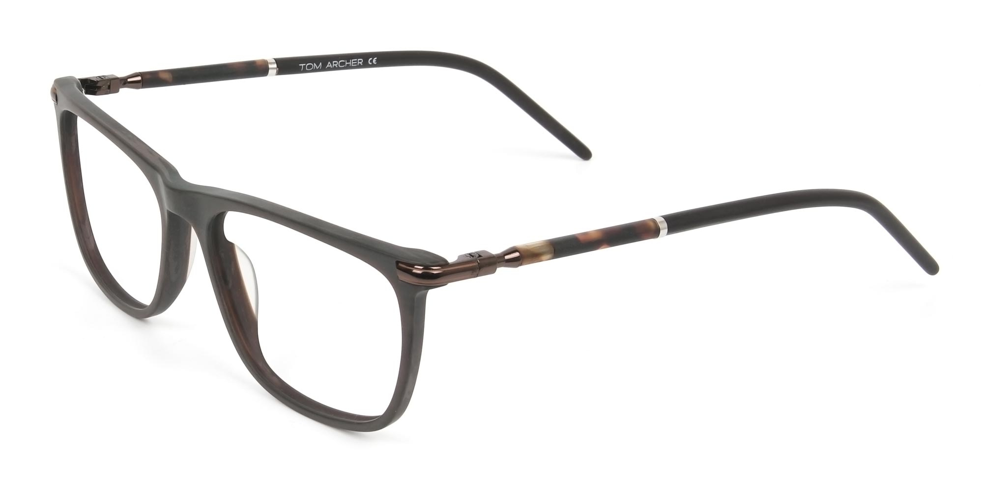 Matte Brown Rectangle Spectacles in Acetate - 1