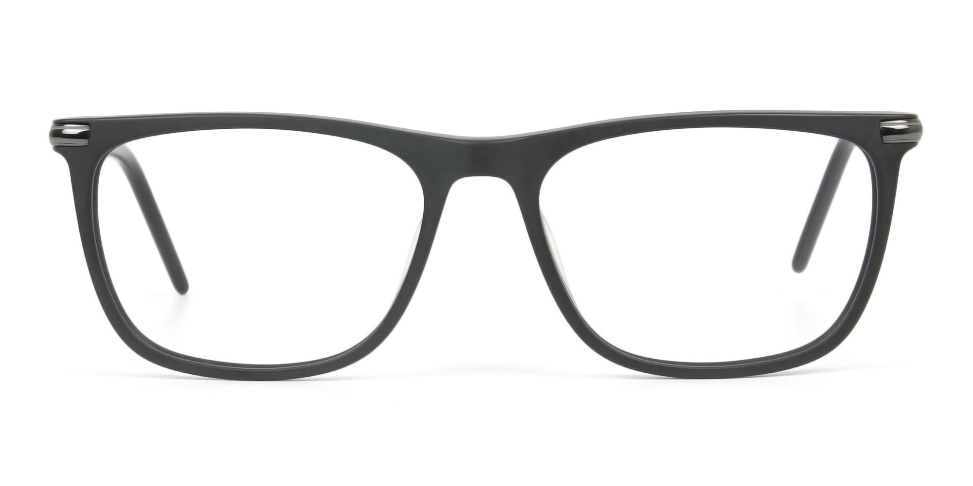 Matte Grey Rectangular Spectacles in Acetate - 1