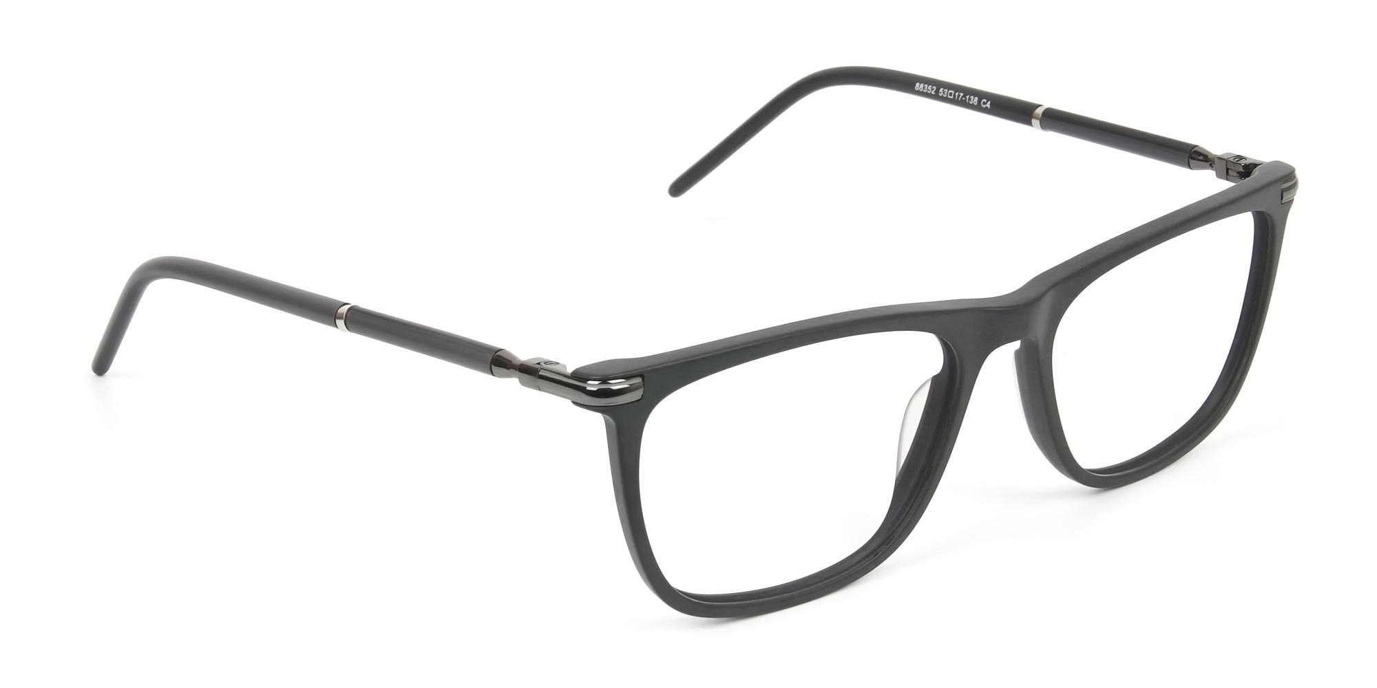 Matte Grey Rectangular Spectacles in Acetate - 1