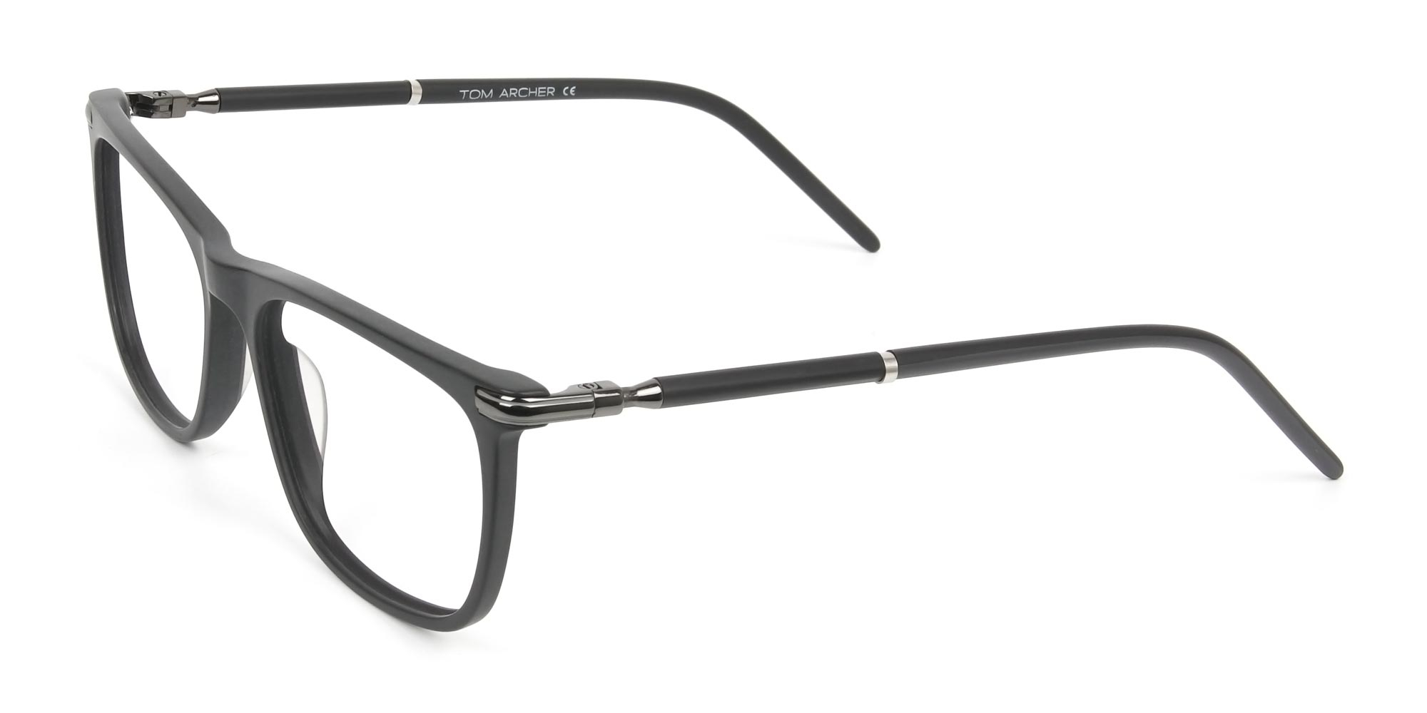 Matte Grey Rectangular Spectacles in Acetate - 1