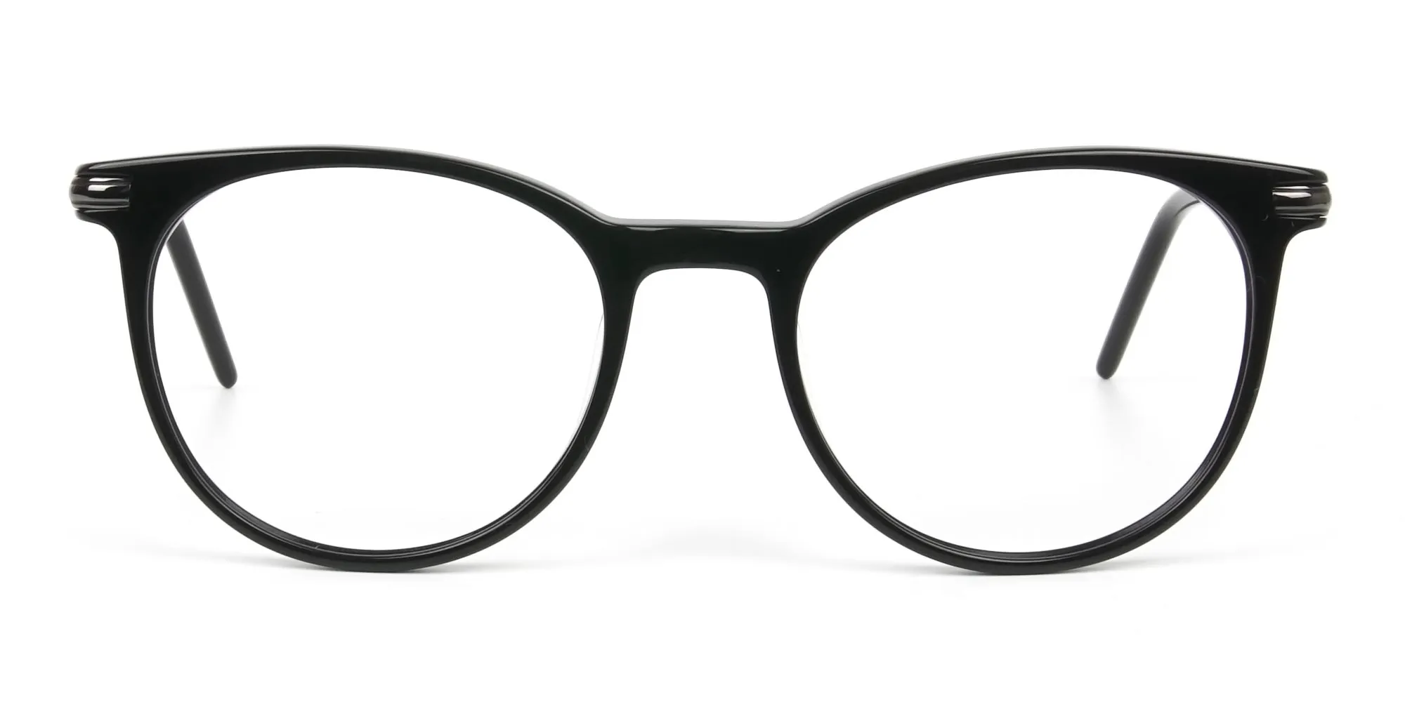 Black Round Spectacles in Acetate - 2