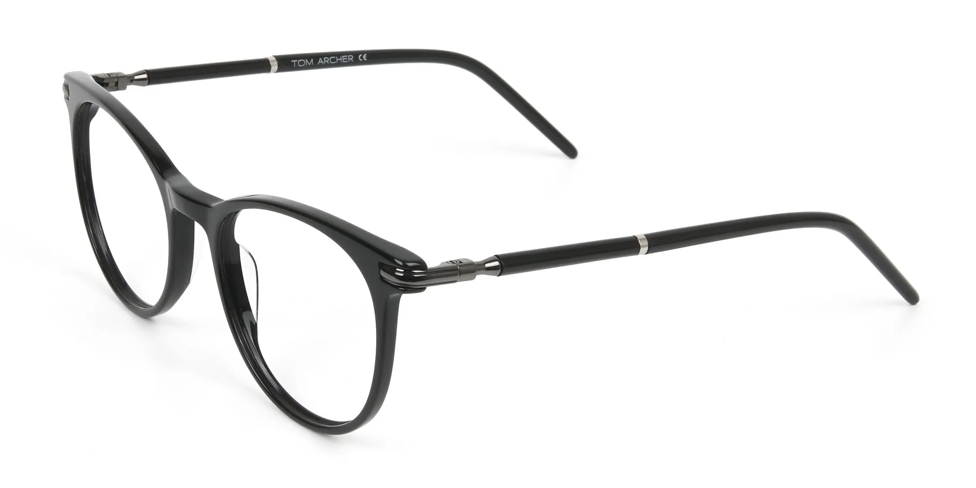 Black Round Spectacles in Acetate - 2