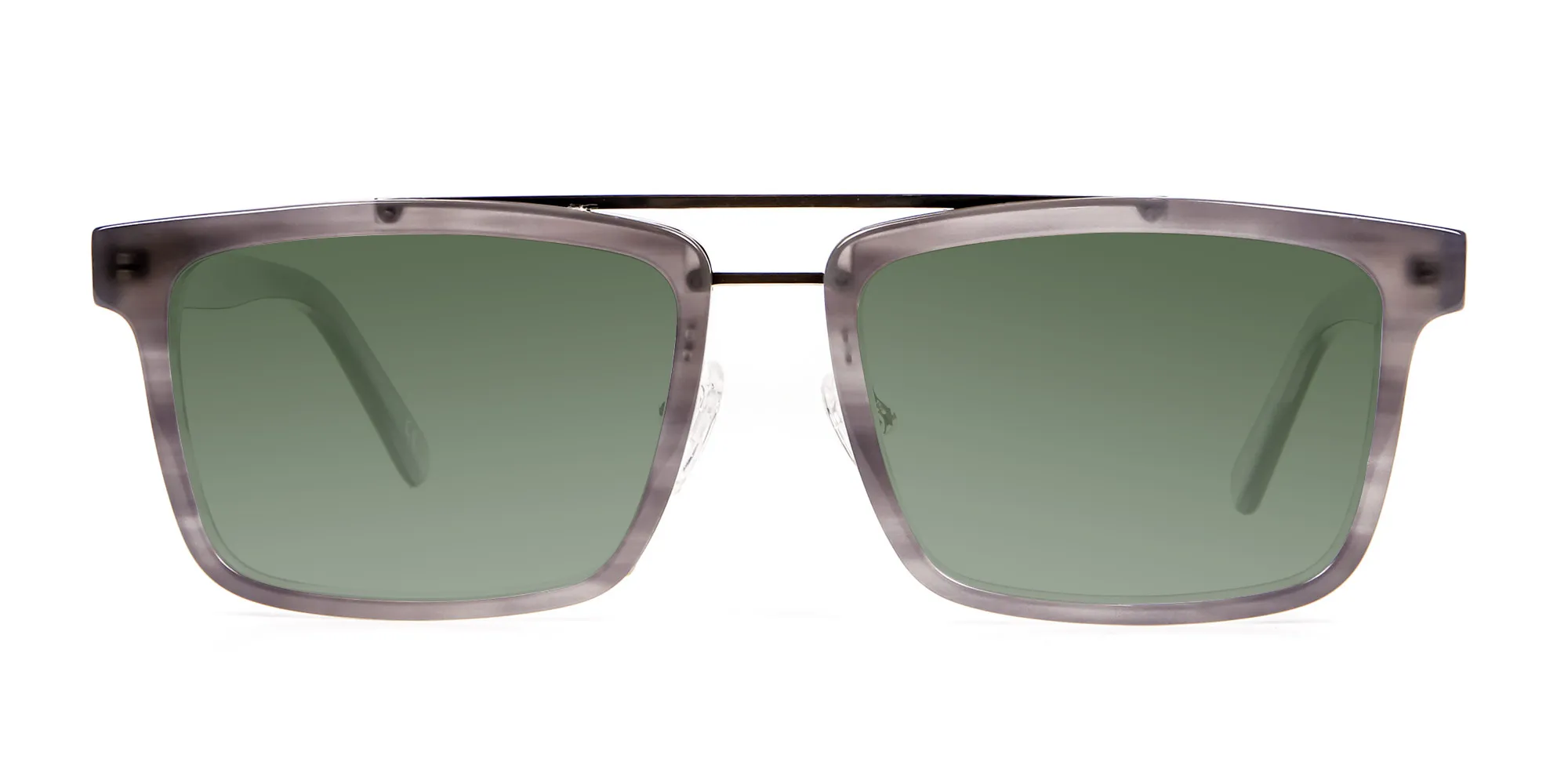 Unisex Dark Green Rectangular Sunglasses  Specscart-2