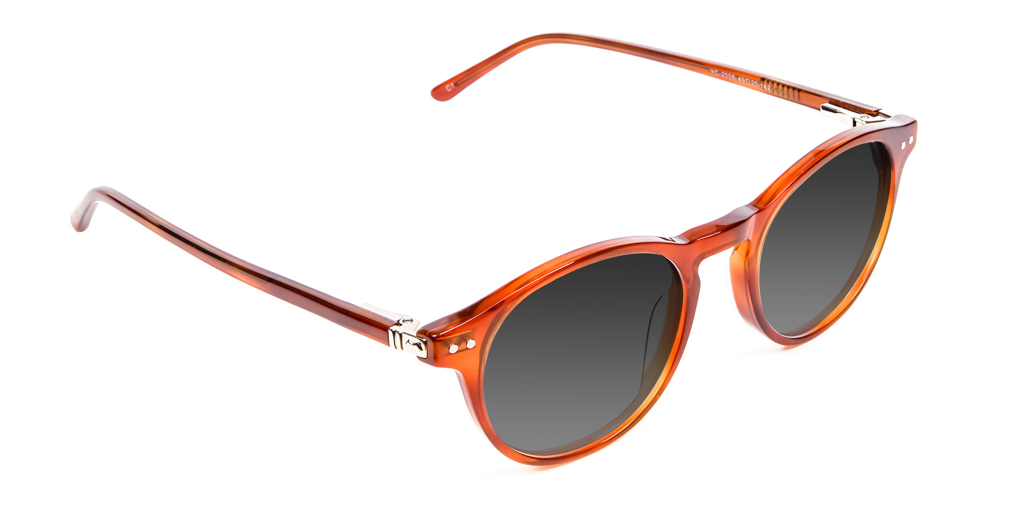 Caramel Grey Round Sunglasses Men Women-3