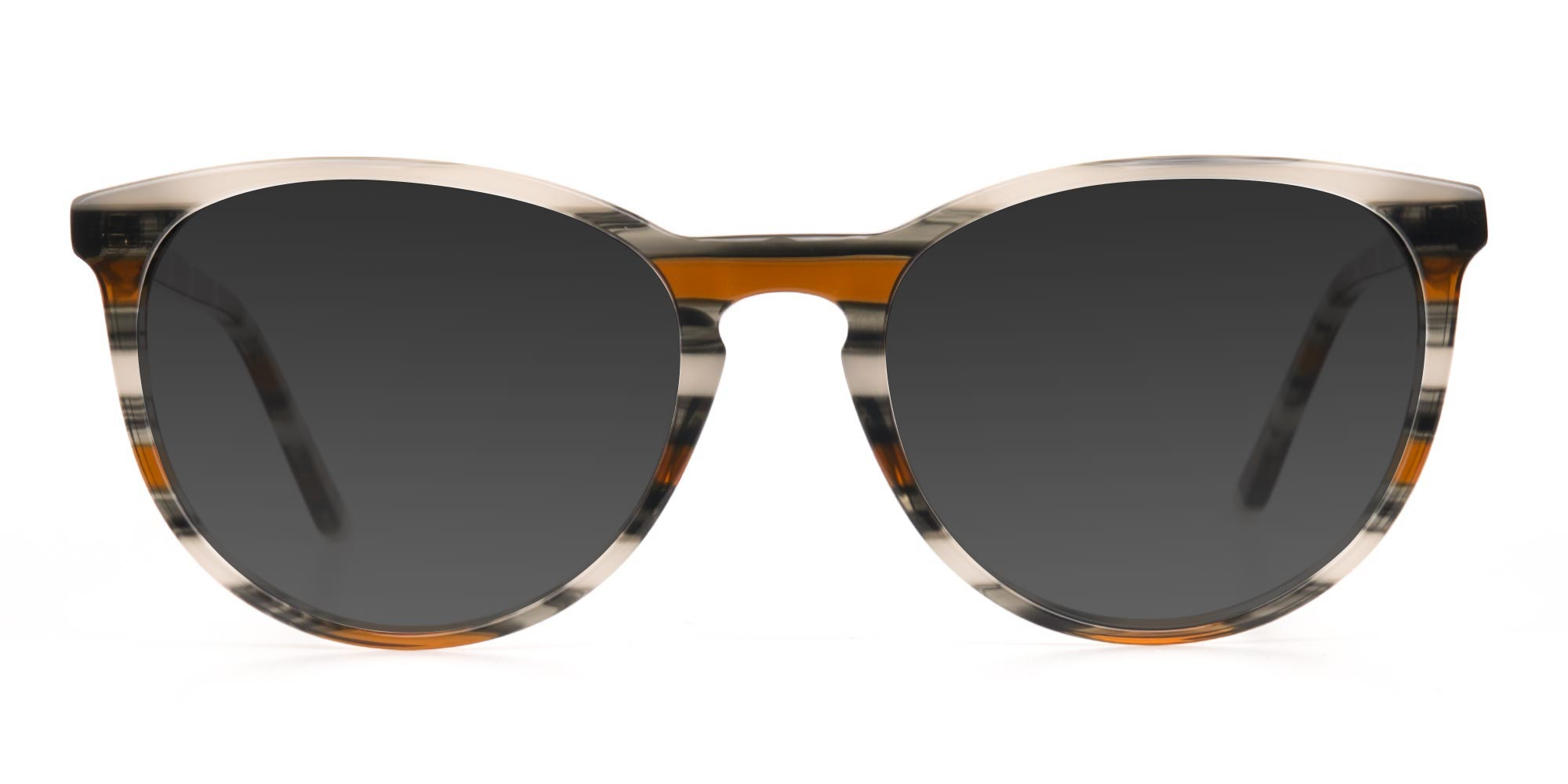 Silver Grey & Brown Striped Sunglasses - 3