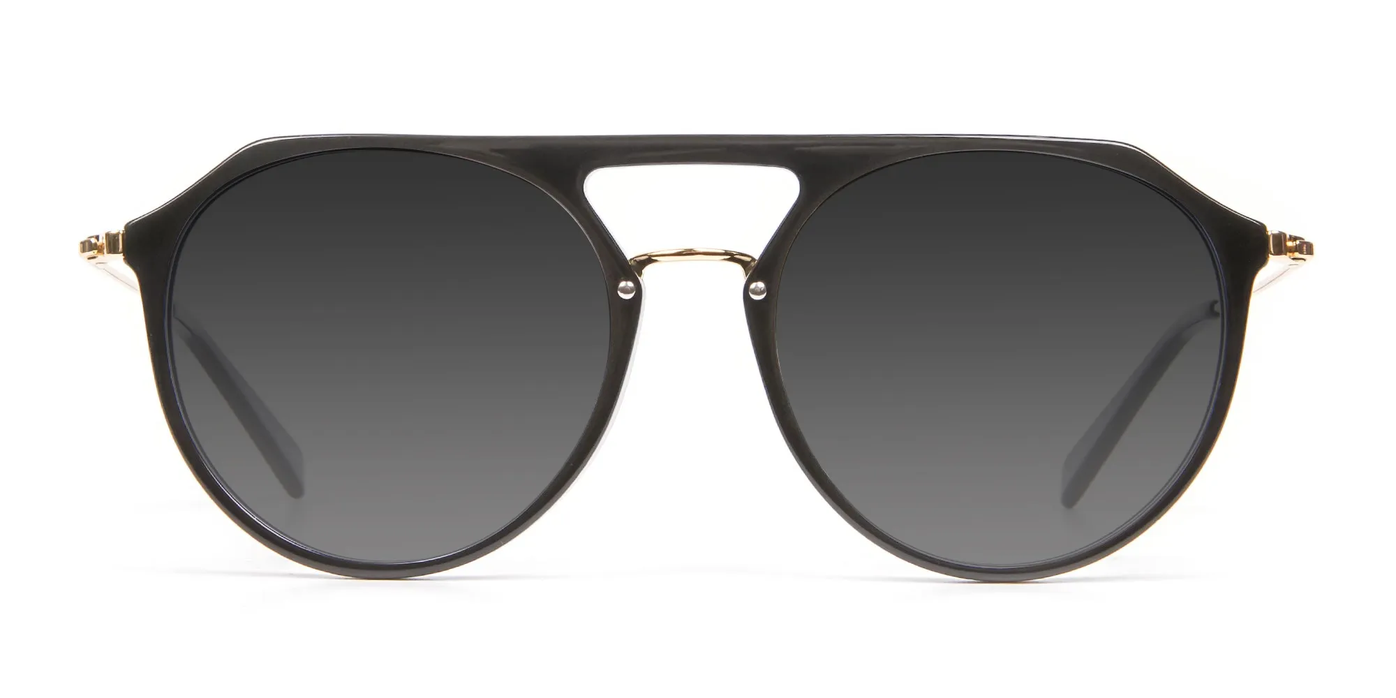 Black & Gold Double-Bridged Sunglasses-2