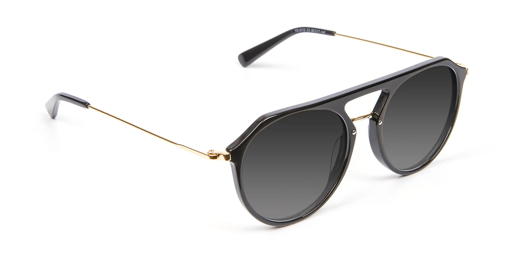 Black & Gold Double-Bridged Sunglasses-2