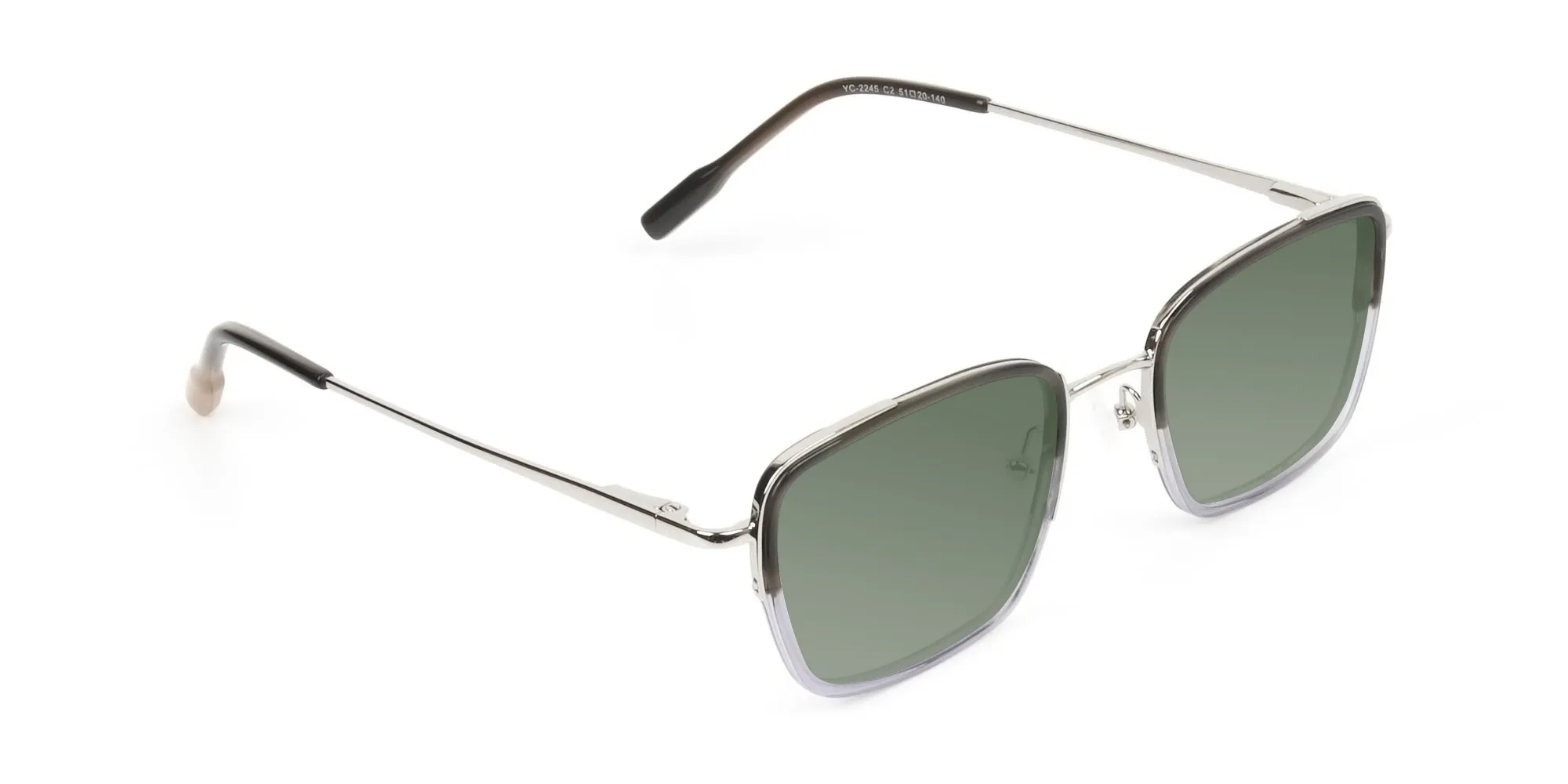 Green Tinted Charcoal Square Sunglasses -2