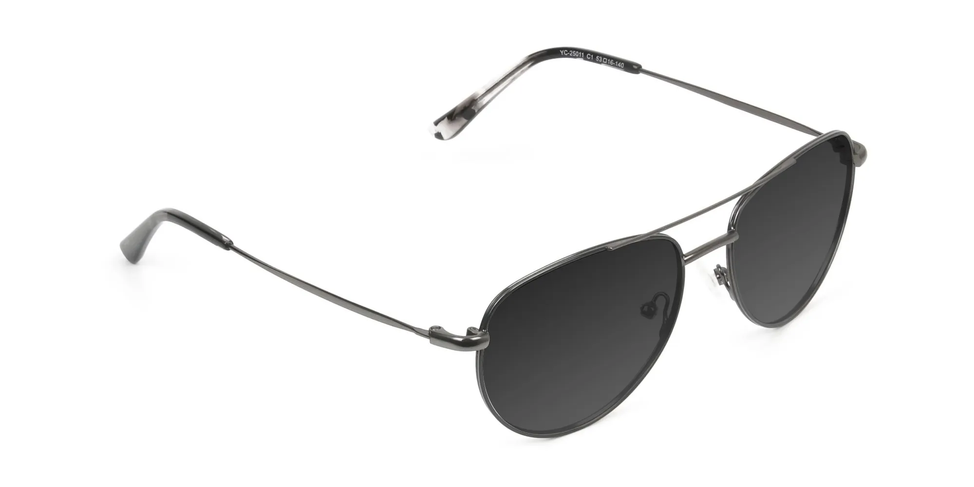 Grey Tinted Dark Navy Blue Pilot Sunglasses - 1