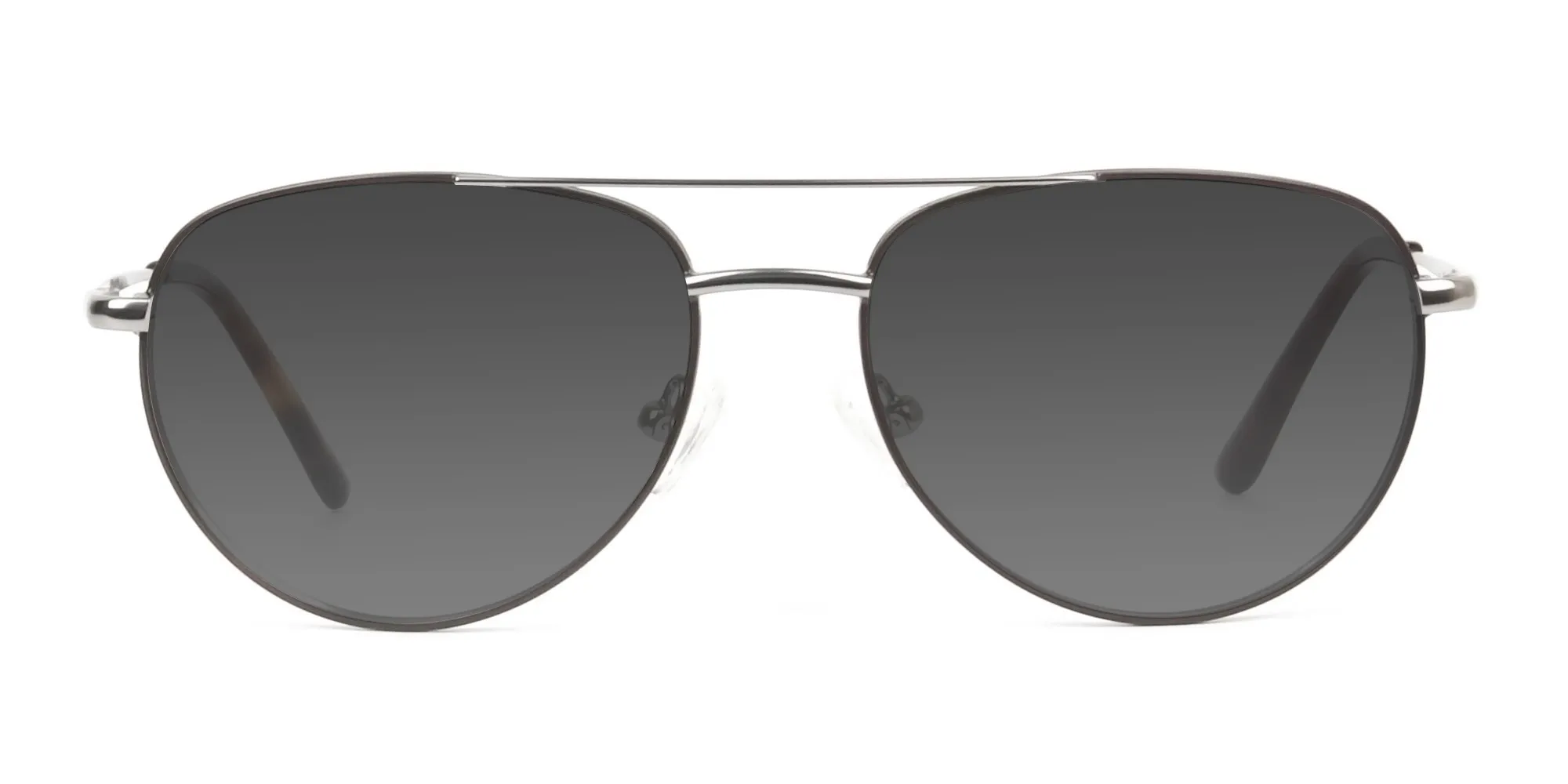 Grey Tinted Brown Gunmetal Aviator Sunglasses - 2