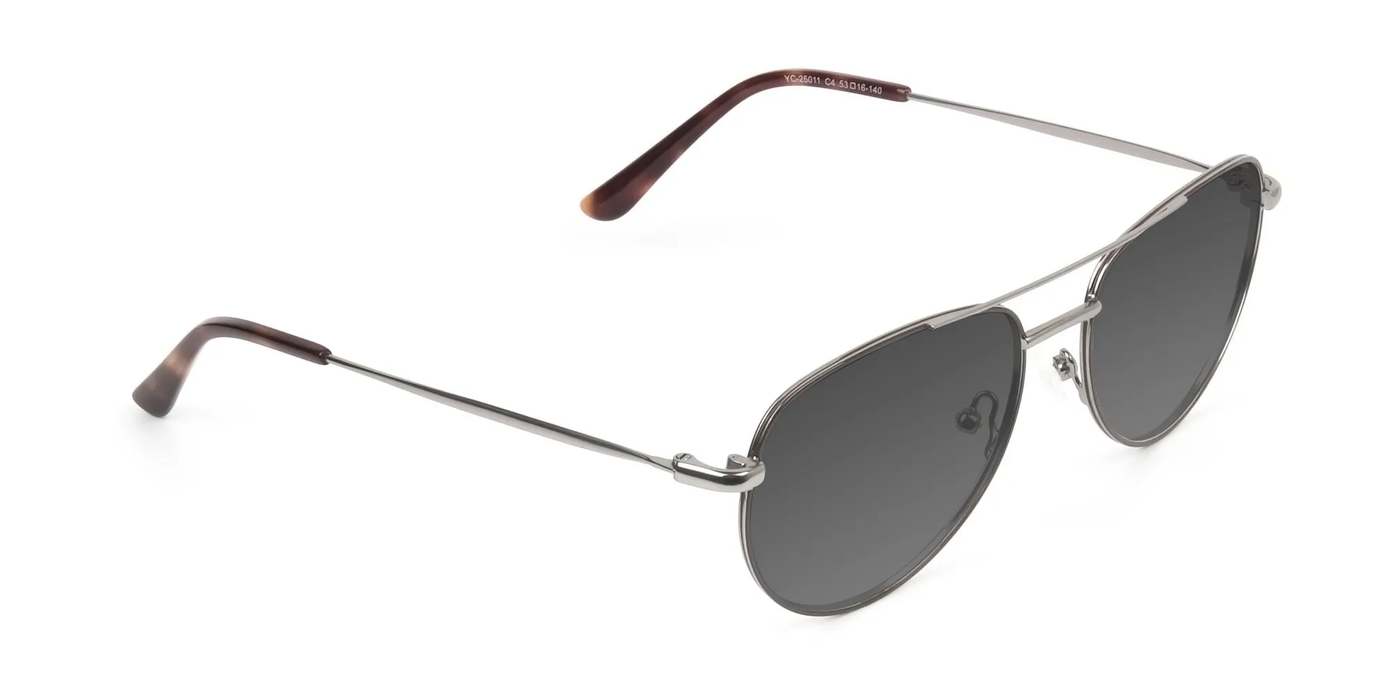 Grey Tinted Brown Gunmetal Aviator Sunglasses - 2