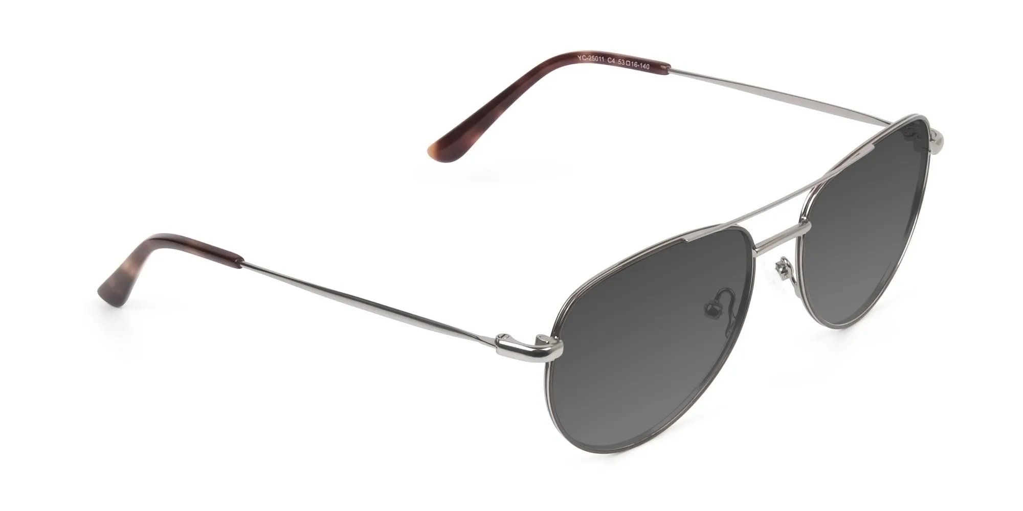 Grey Tinted Brown Gunmetal Pilot Sunglasses - 2