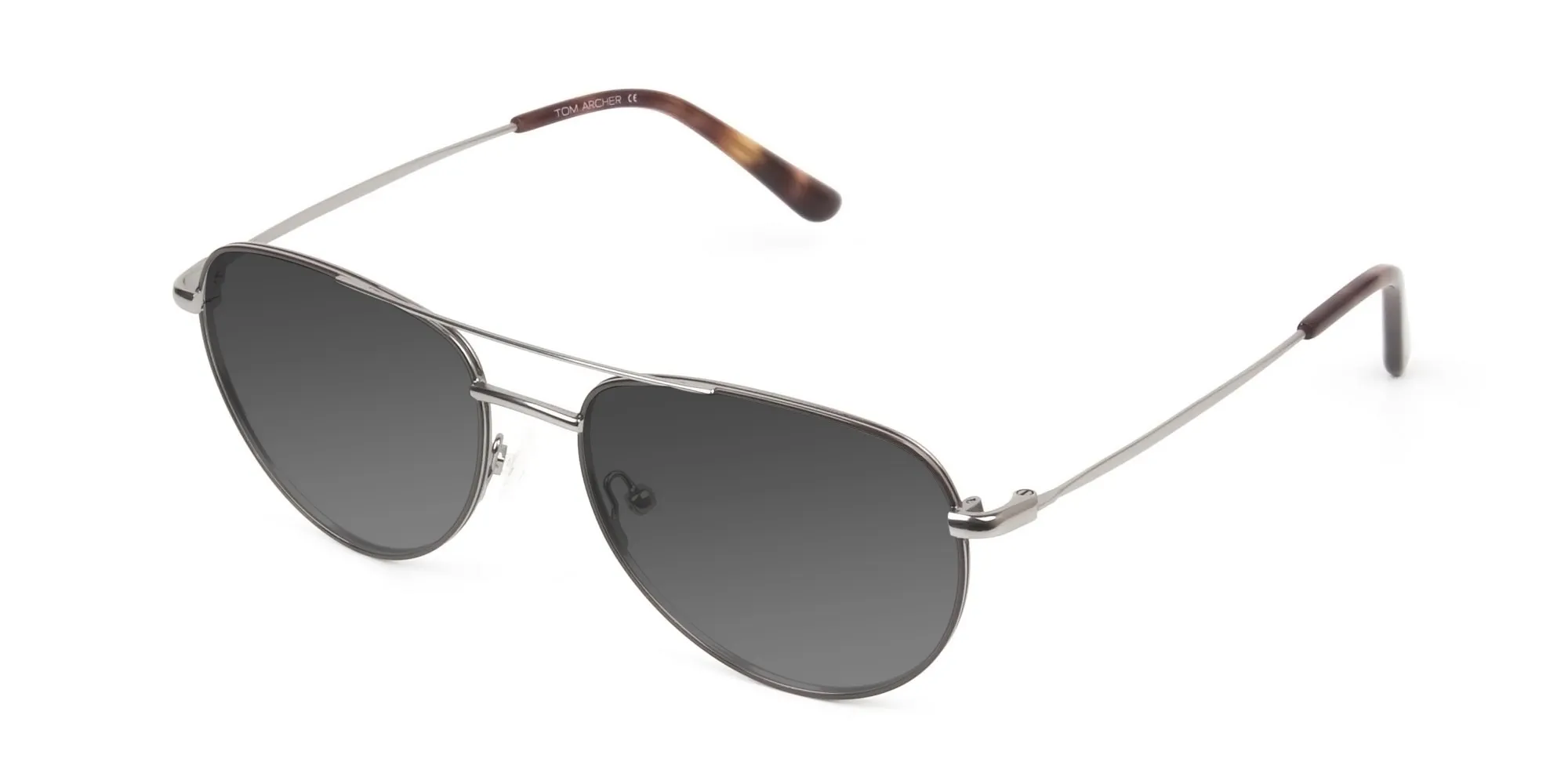 Grey Tinted Brown Gunmetal Pilot Sunglasses - 2