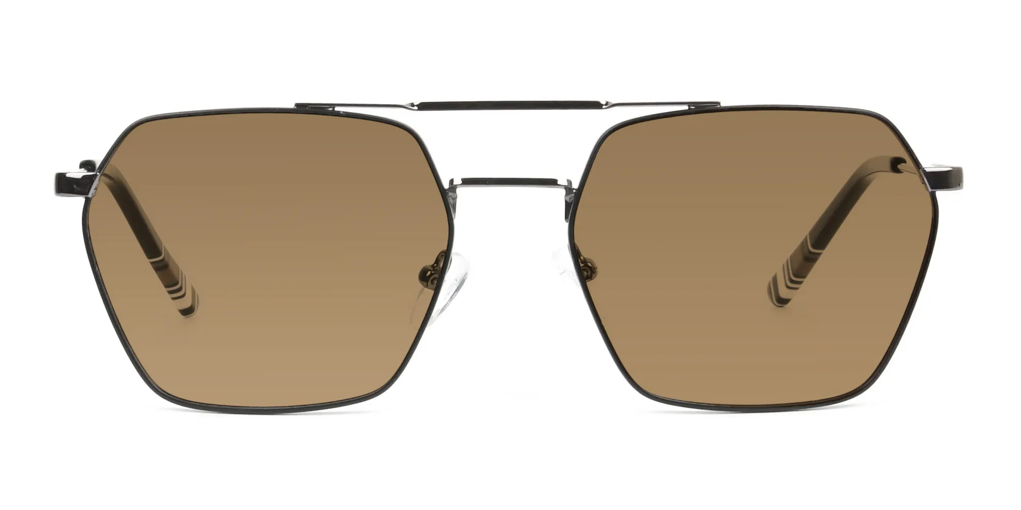gunmetal-black-geometric-dark-brown-tinted-pilot-sunglasses-2