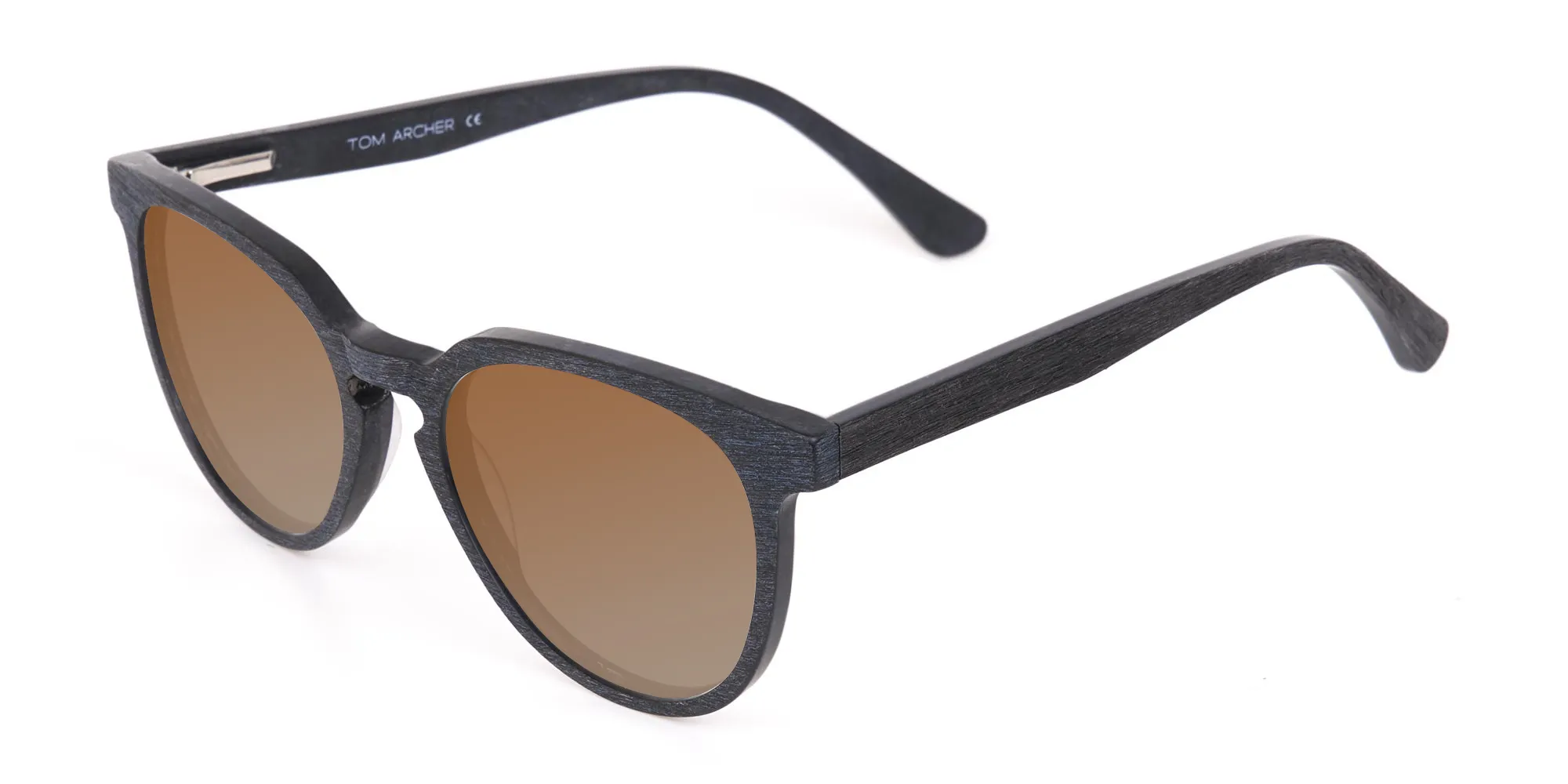 Black Wood Sunglasses with Dark Brown Tint - 2