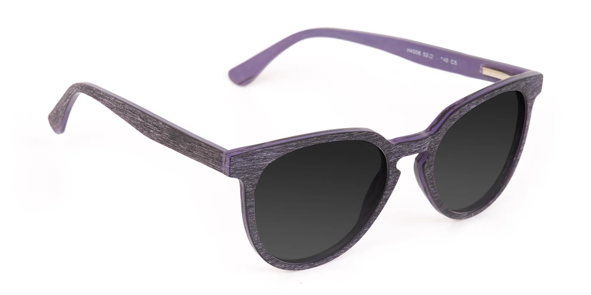 Dark Purple Wooden Frame Sunglasses - 2