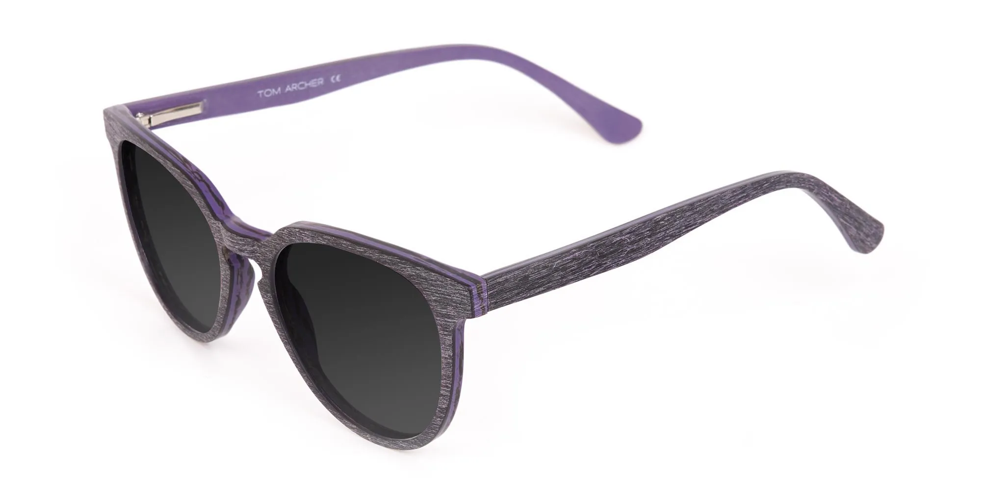 Dark Purple Wooden Frame Sunglasses - 2