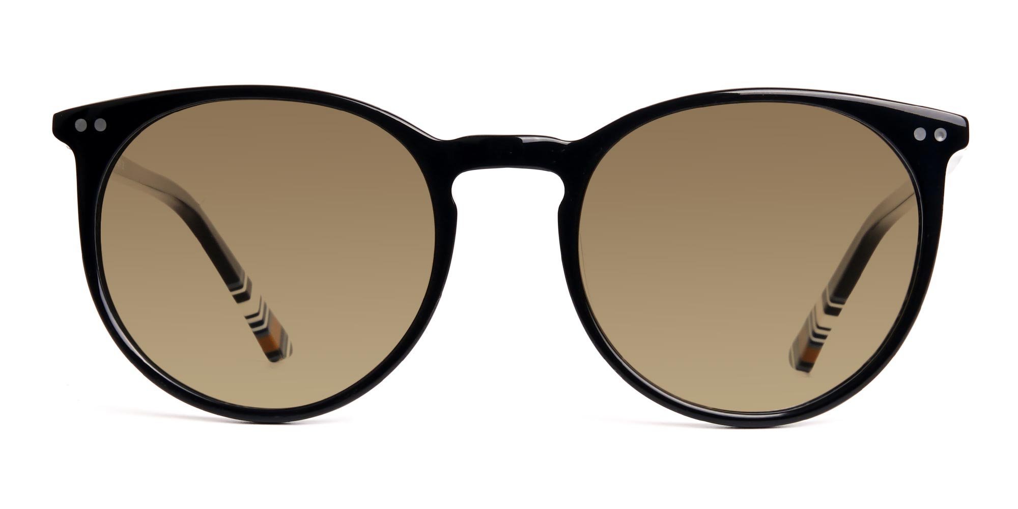CHARLIE EA1-S - Black Circle Sunglasses with Brown Tinted | Specscart.®