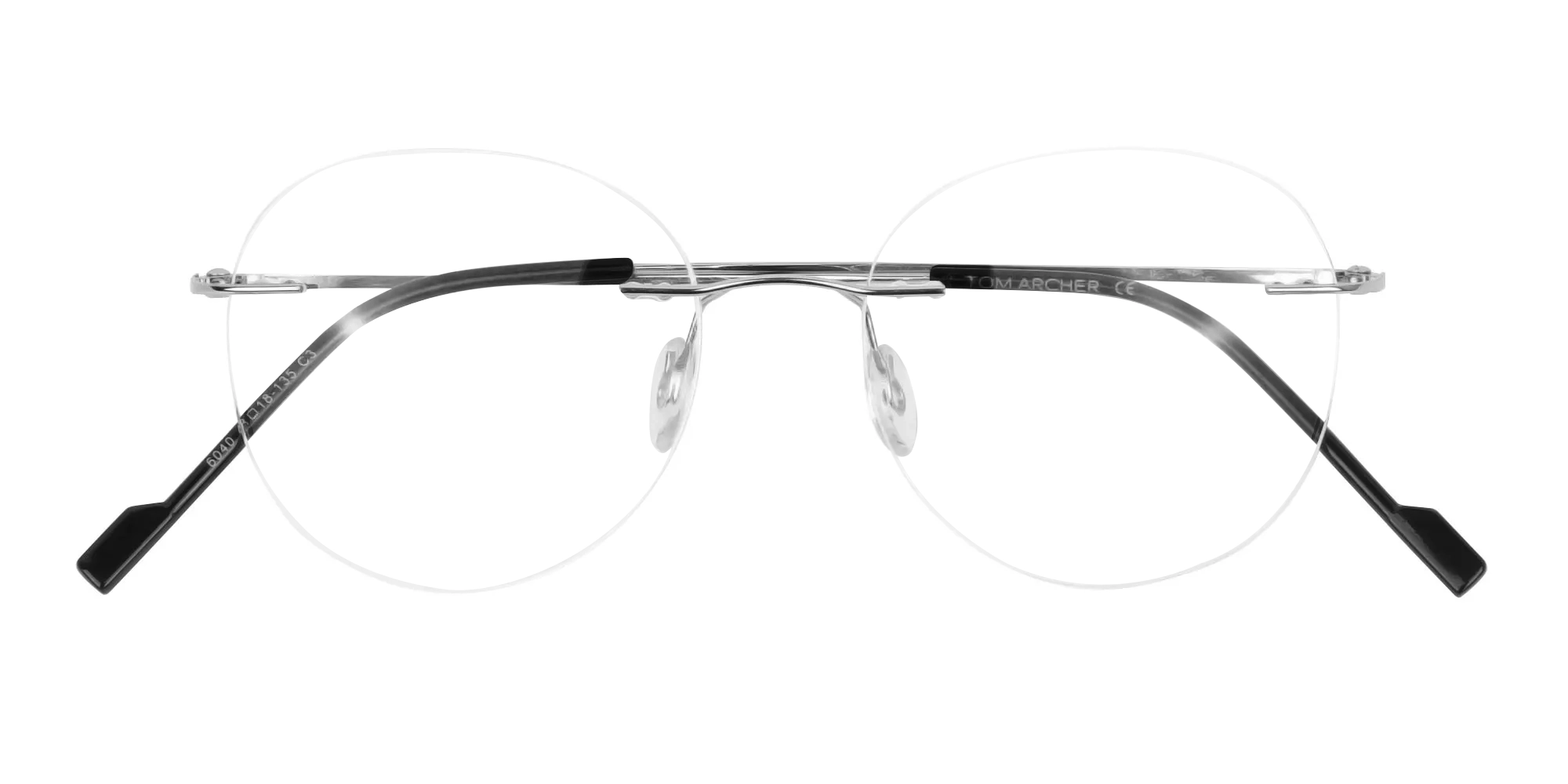 Silver Rimless Round Glasses in Metal-1