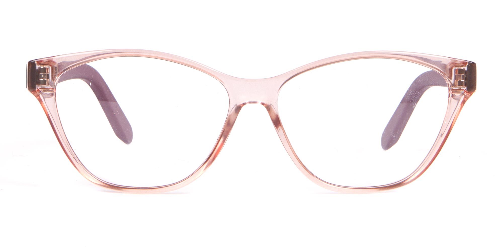 Transparent pink cat eye glasses trend