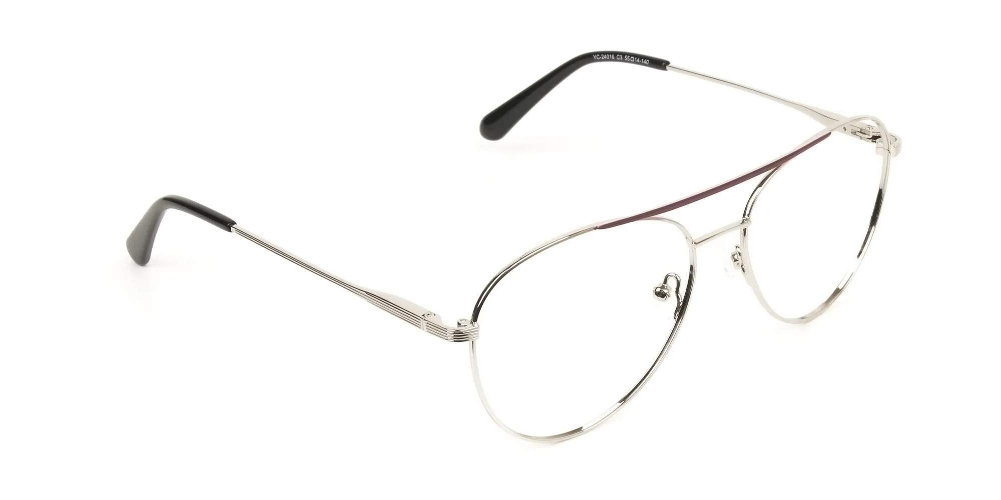 Silver and Brown Flat Bridge Pilot Glasses - 2